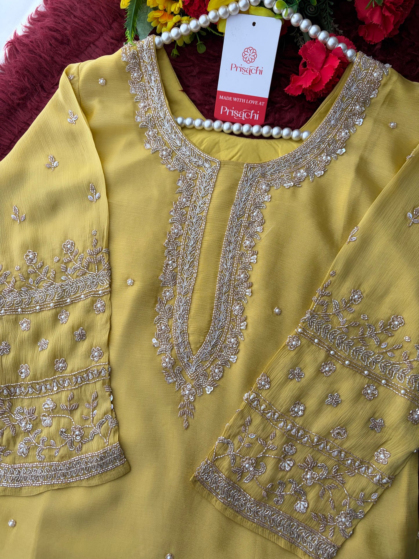 Yellow Embroidered Kurta Set with Palazzo Pants & Dupatta | Festive & Party Wear Ethnic Sharara Set