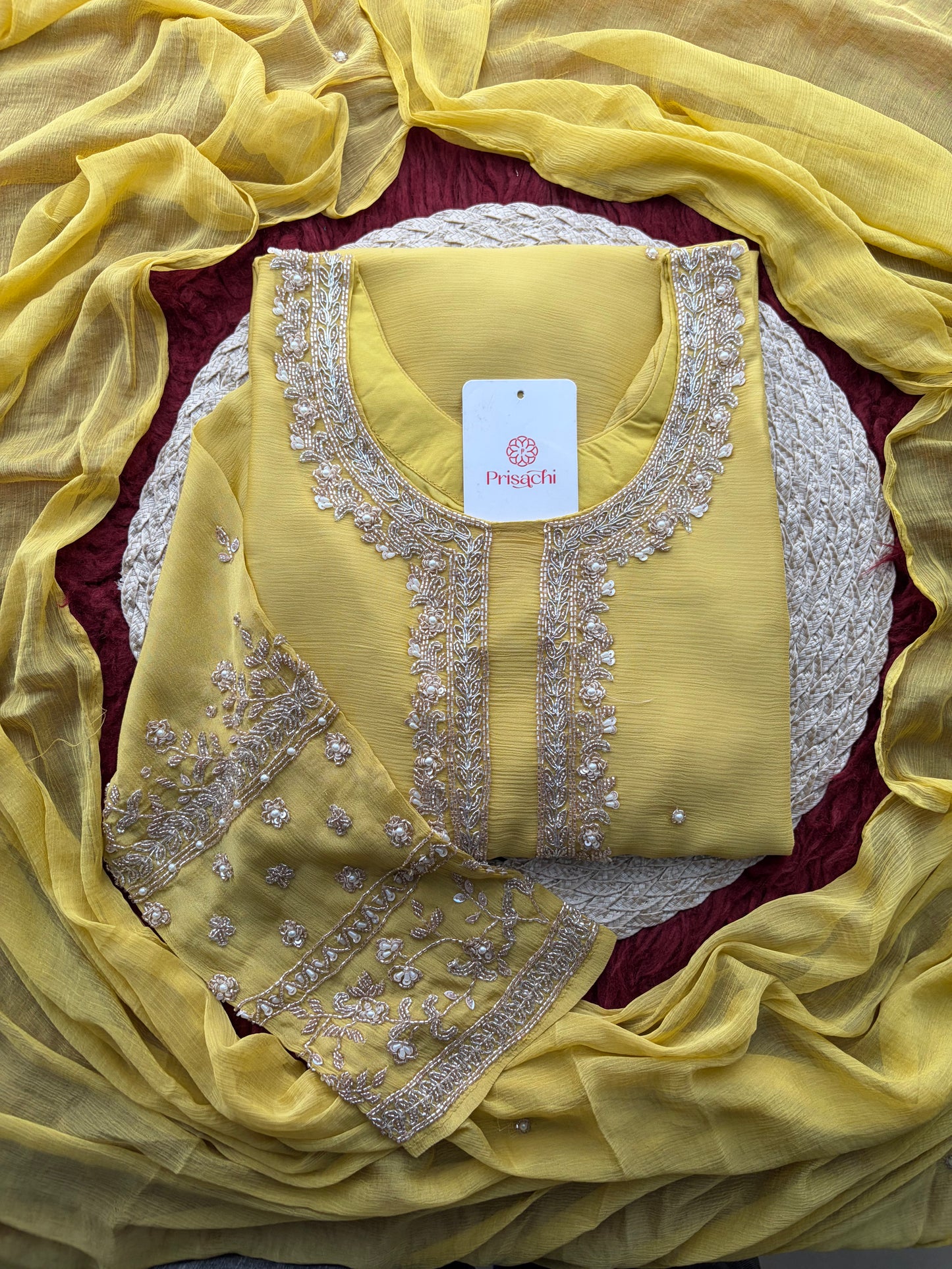 Yellow Embroidered Kurta Set with Palazzo Pants & Dupatta | Festive & Party Wear Ethnic Sharara Set