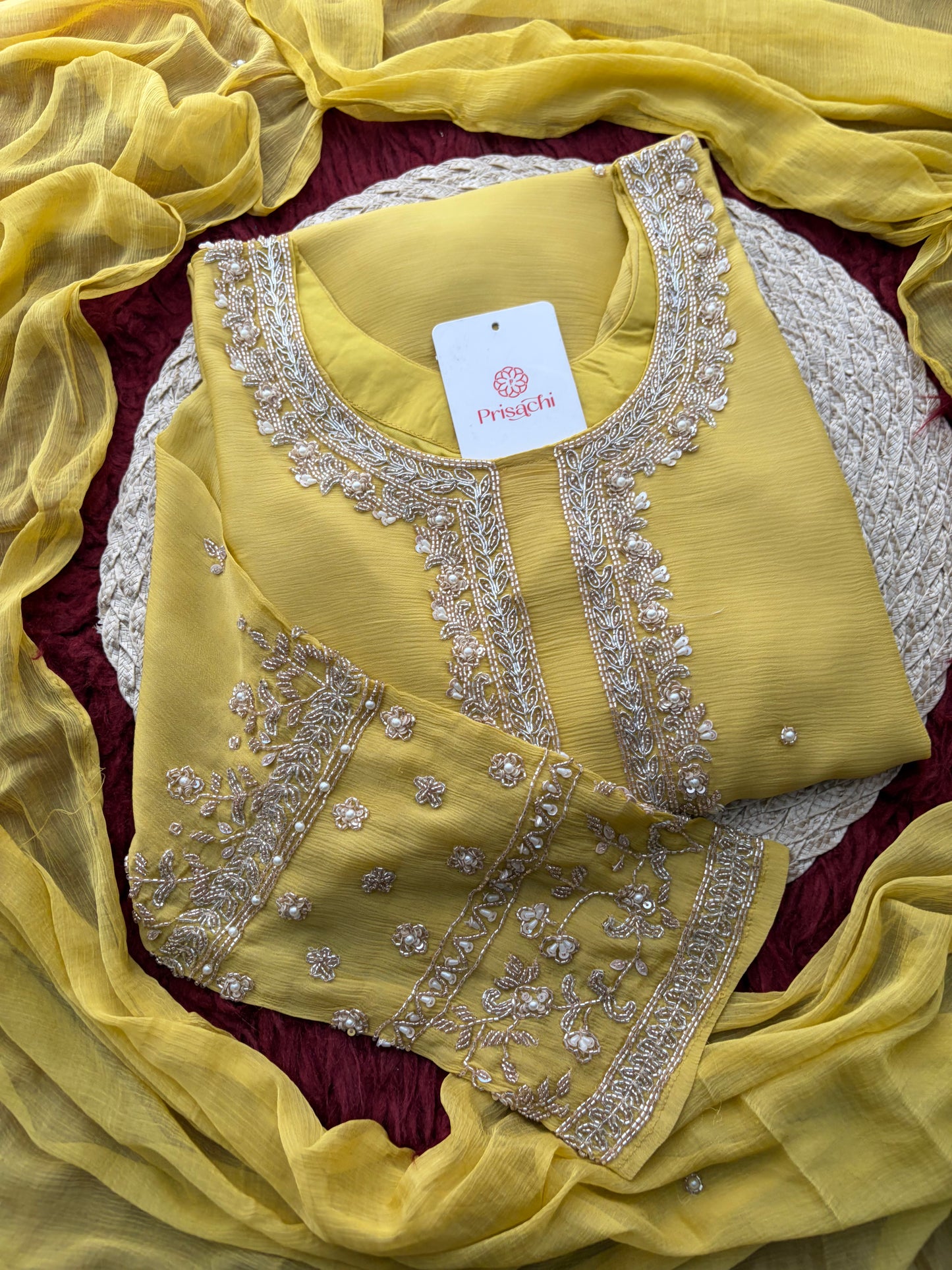 Yellow Embroidered Kurta Set with Palazzo Pants & Dupatta | Festive & Party Wear Ethnic Sharara Set