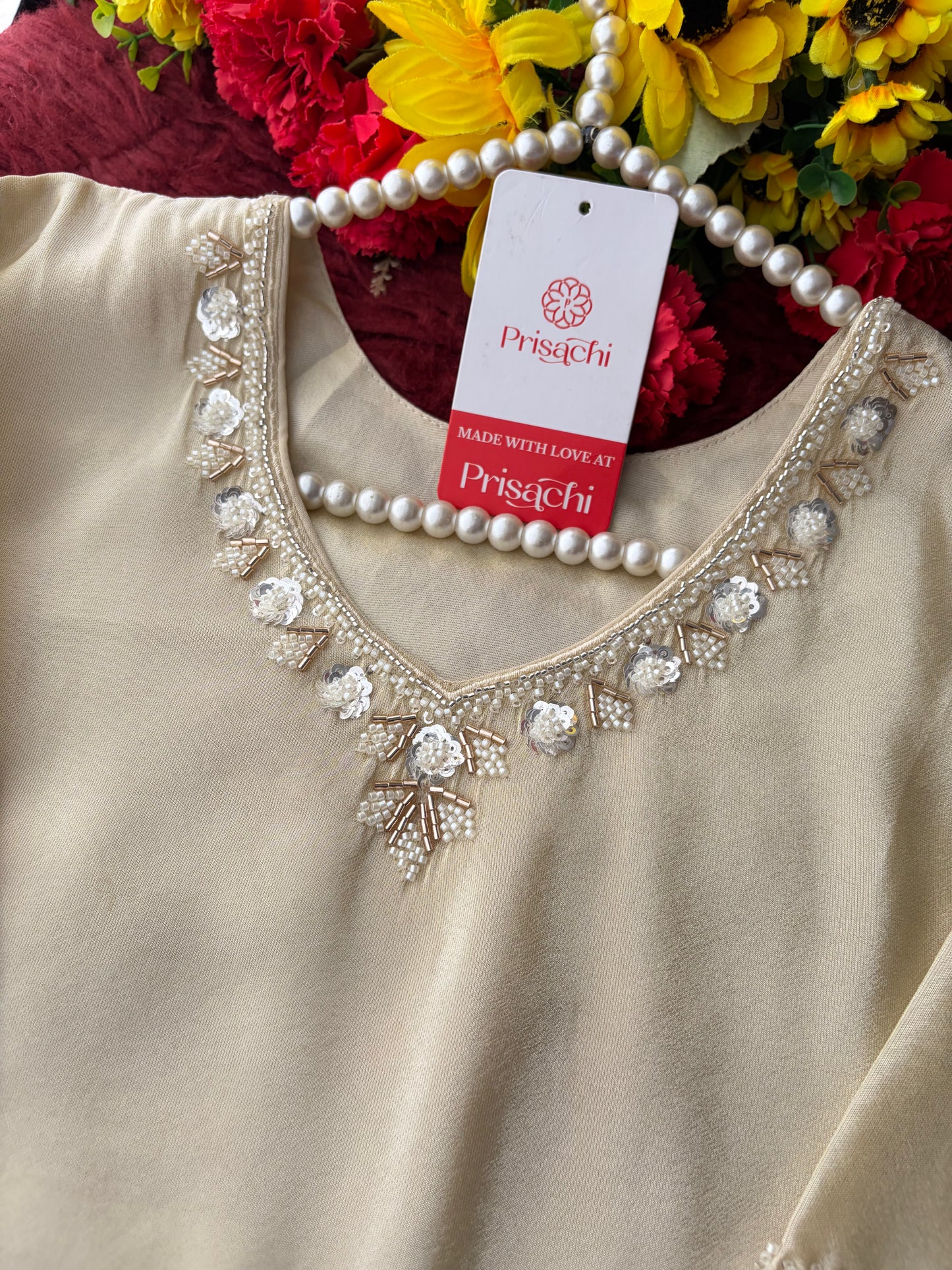 Elegant Gradient Off-White Embroidered Kurta Set with Palazzo | Ethnic Co-Ord Set