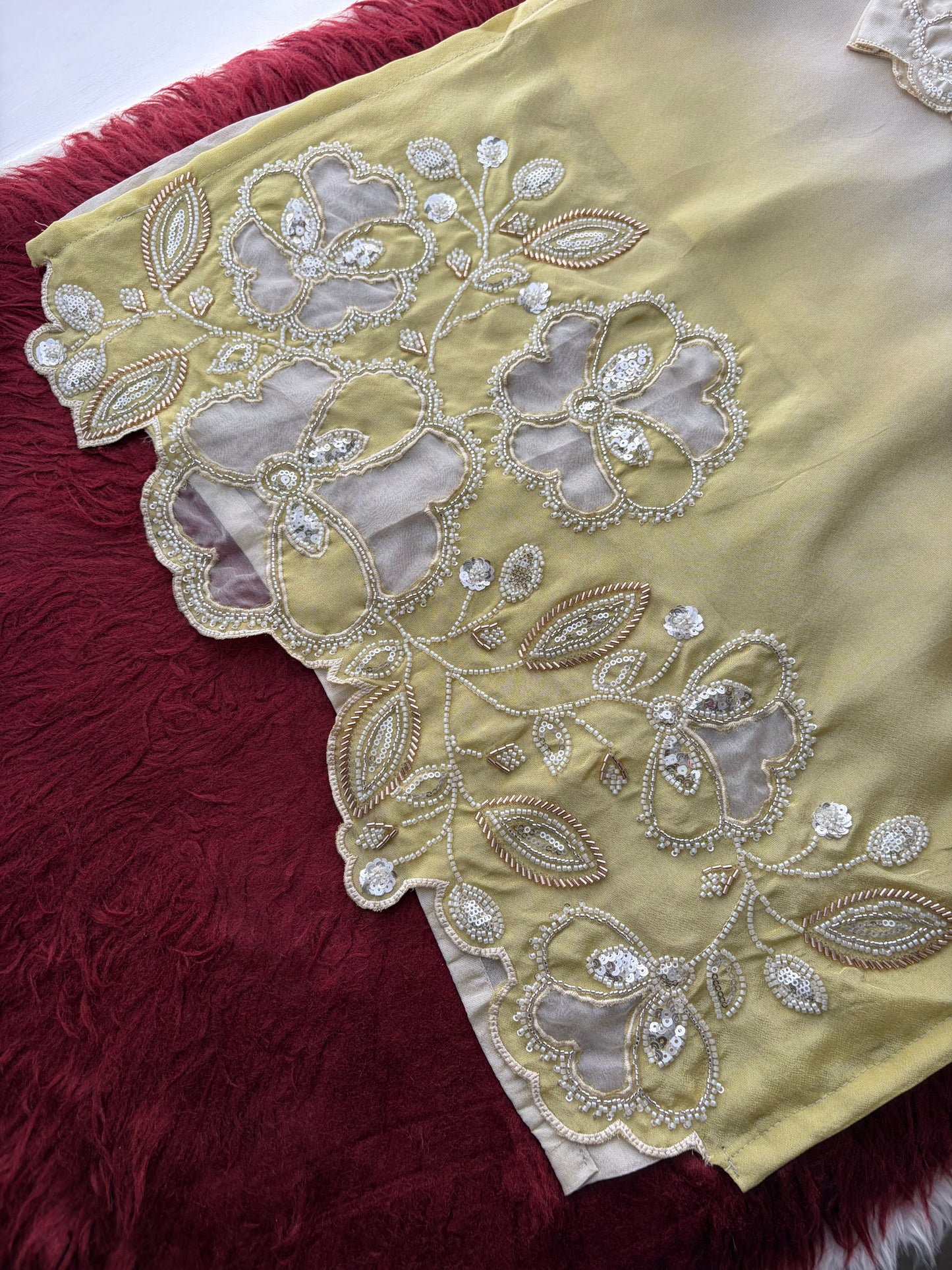 Elegant Gradient Off-White Embroidered Kurta Set with Palazzo | Ethnic Co-Ord Set