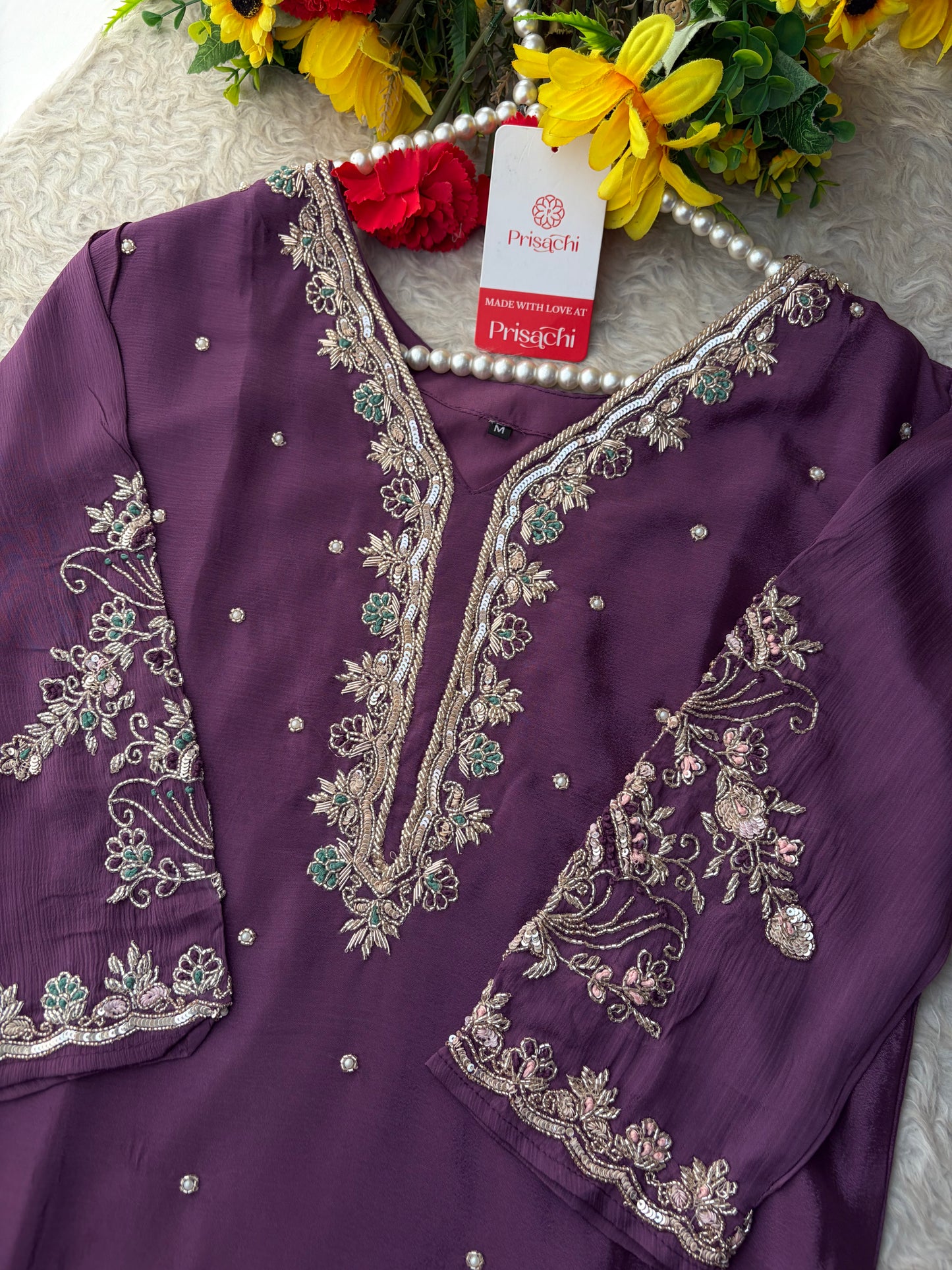 Purple Embroidered Kurta Set with Palazzo Pants & Dupatta | Festive & Party Wear Ethnic Sharara Set