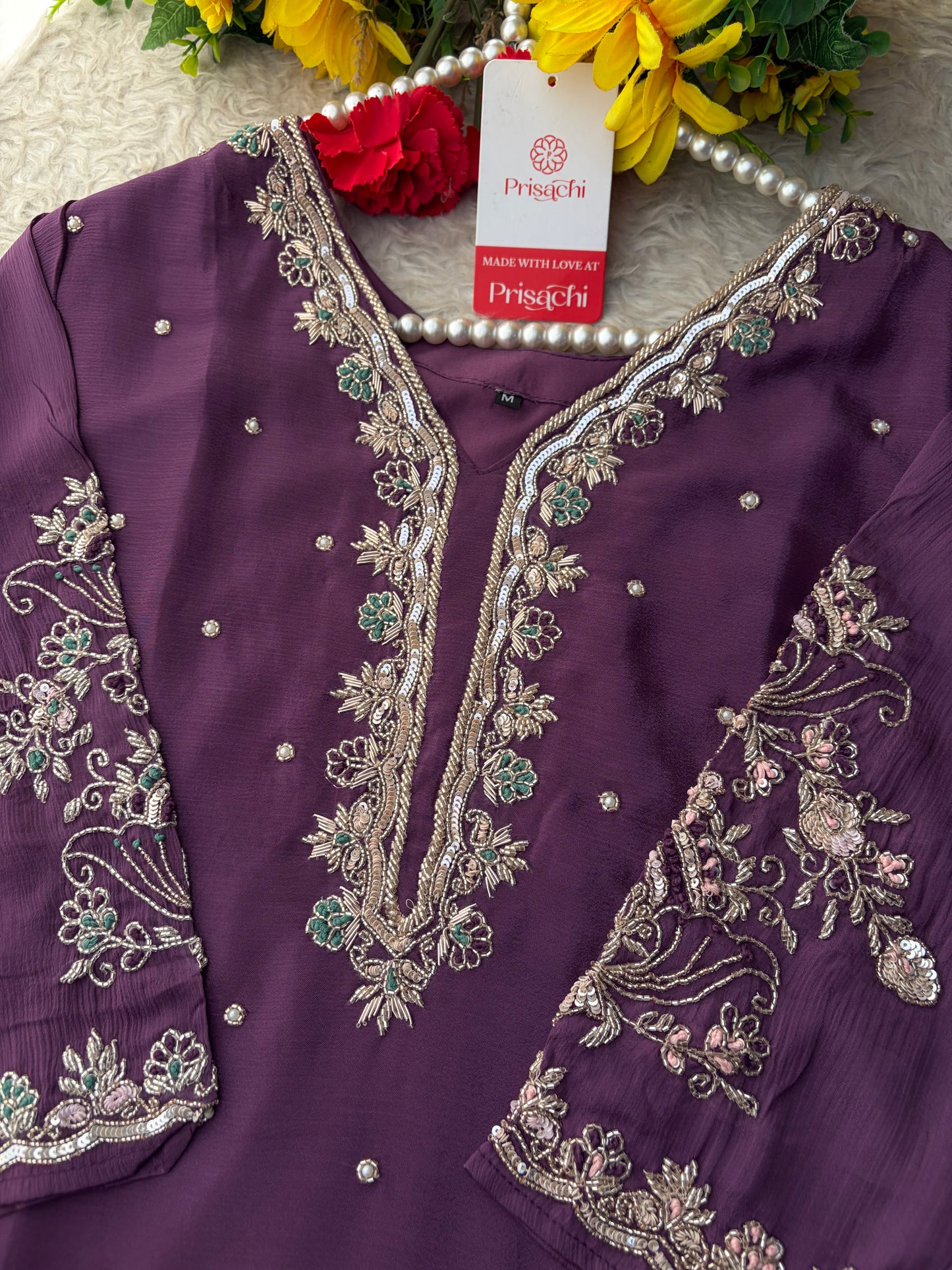 Purple Embroidered Kurta Set with Palazzo Pants & Dupatta | Festive & Party Wear Ethnic Sharara Set