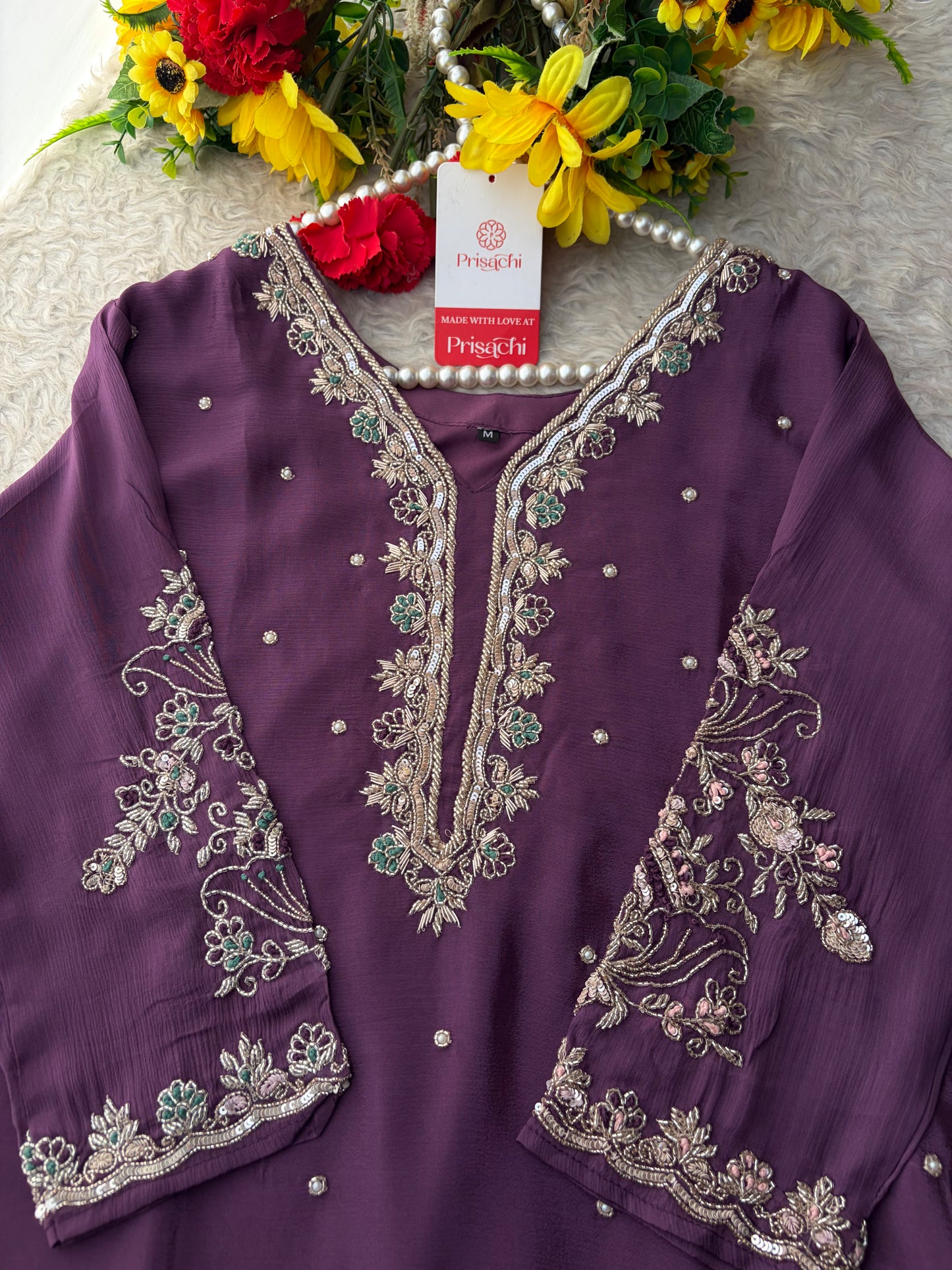 Purple Embroidered Kurta Set with Palazzo Pants & Dupatta | Festive & Party Wear Ethnic Sharara Set