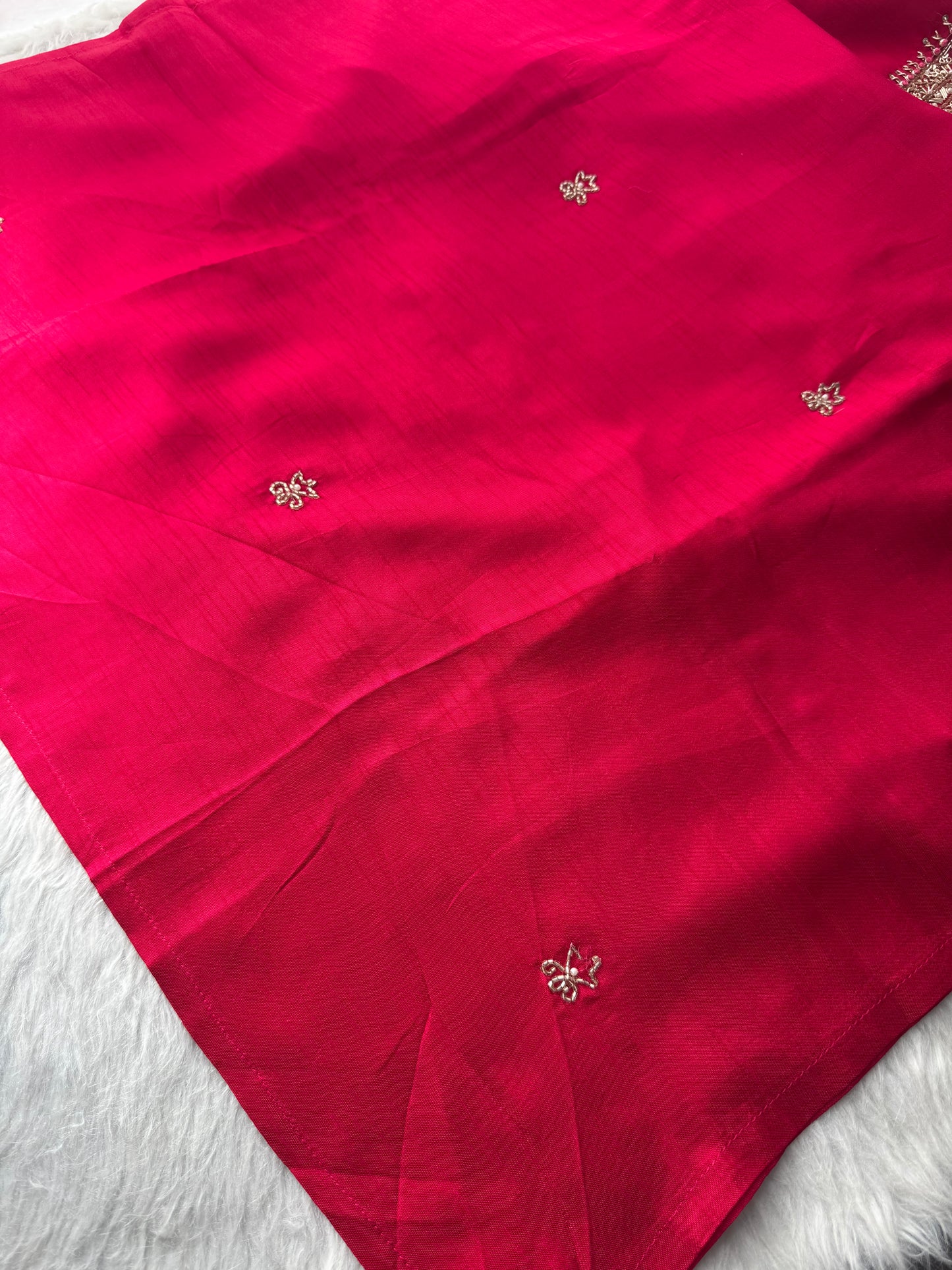 Pink Embroidered Ethnic Kurta Set for Women with Banarasi Dupatta & Pants - Prisachi Official