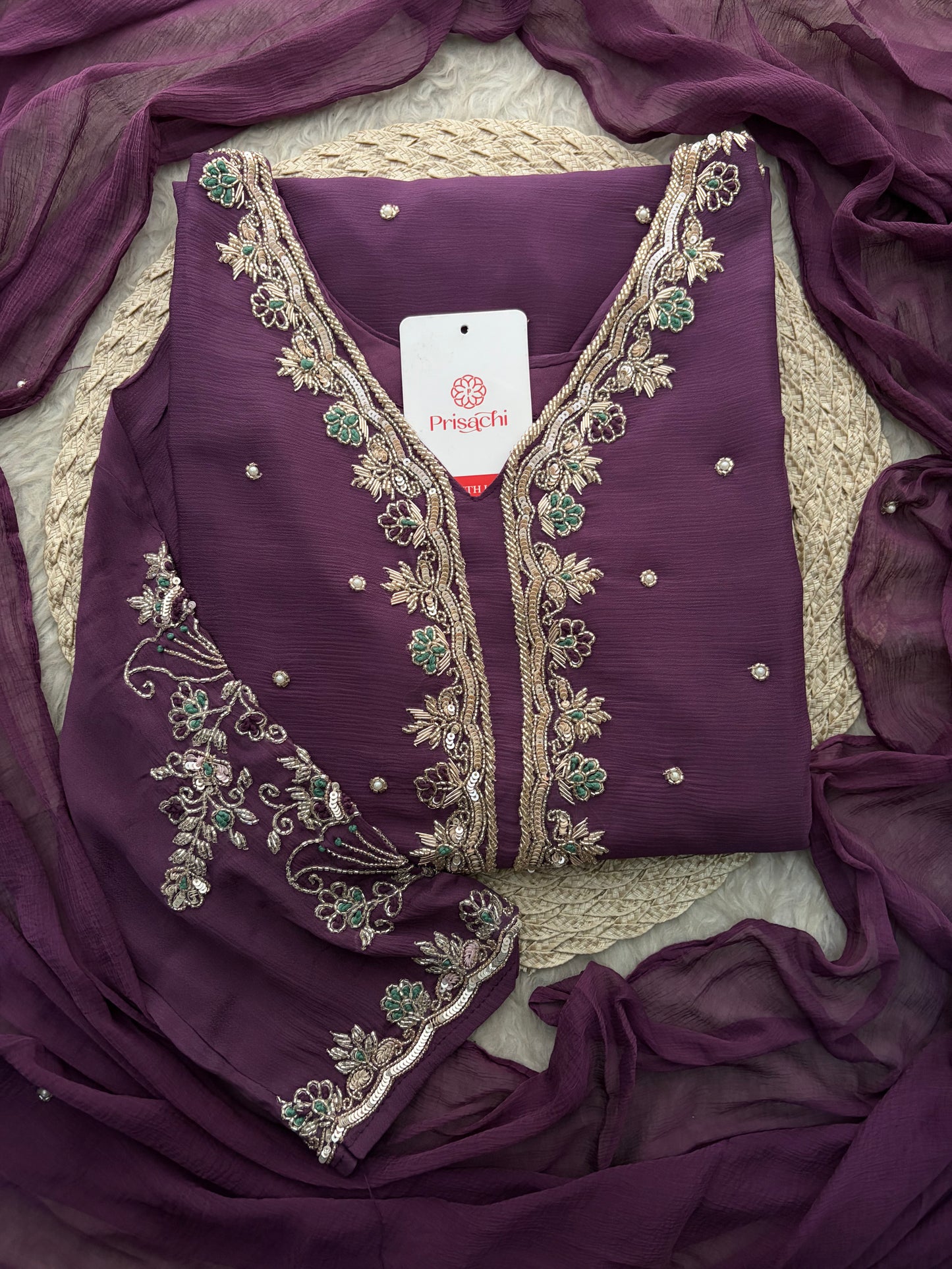Purple Embroidered Kurta Set with Palazzo Pants & Dupatta | Festive & Party Wear Ethnic Sharara Set