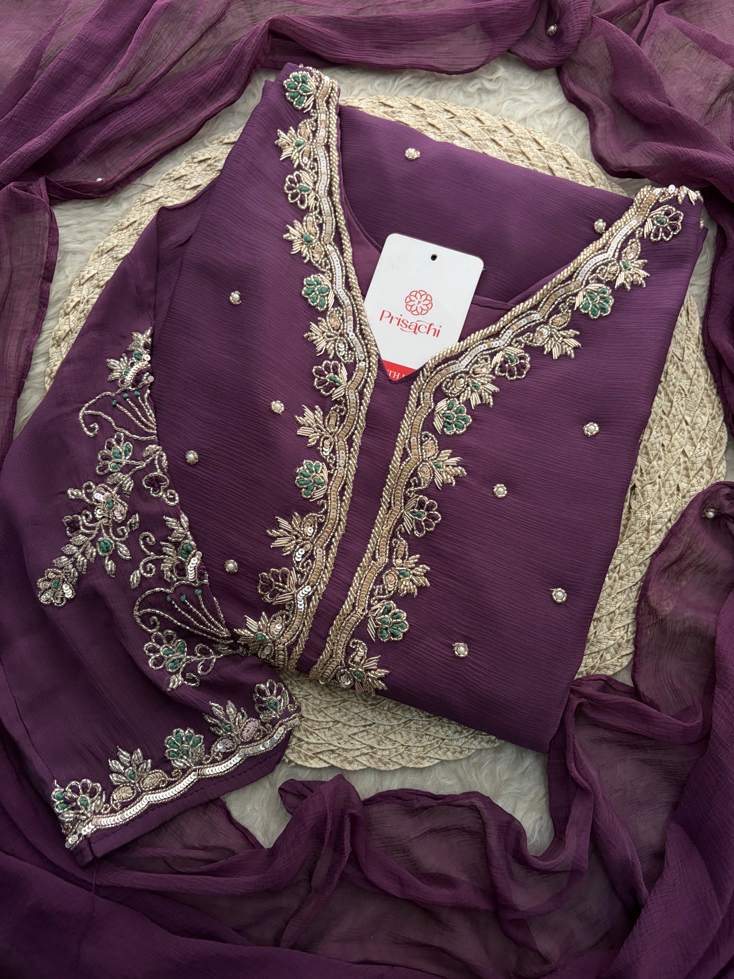 Purple Embroidered Kurta Set with Palazzo Pants & Dupatta | Festive & Party Wear Ethnic Sharara Set