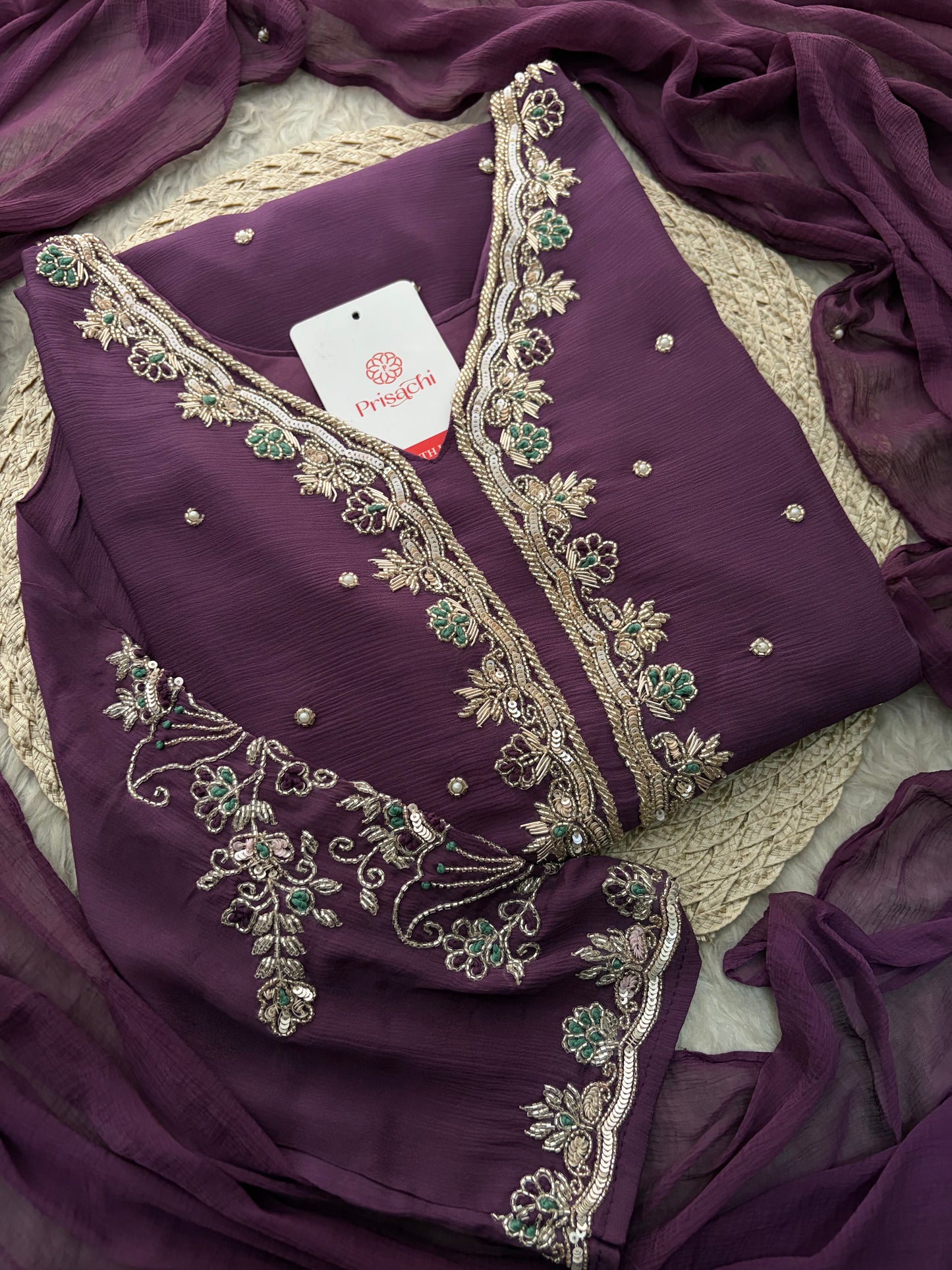 Purple Embroidered Kurta Set with Palazzo Pants & Dupatta | Festive & Party Wear Ethnic Sharara Set