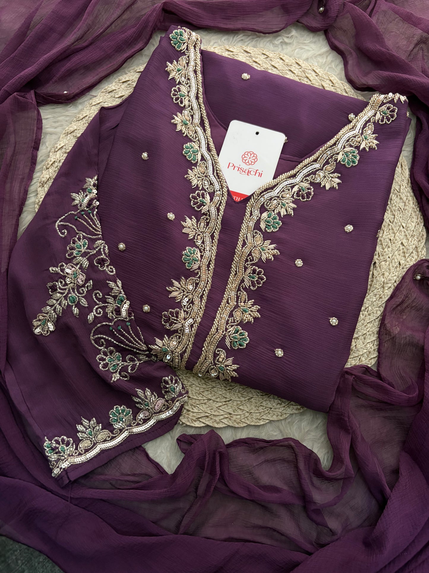 Purple Embroidered Kurta Set with Palazzo Pants & Dupatta | Festive & Party Wear Ethnic Sharara Set