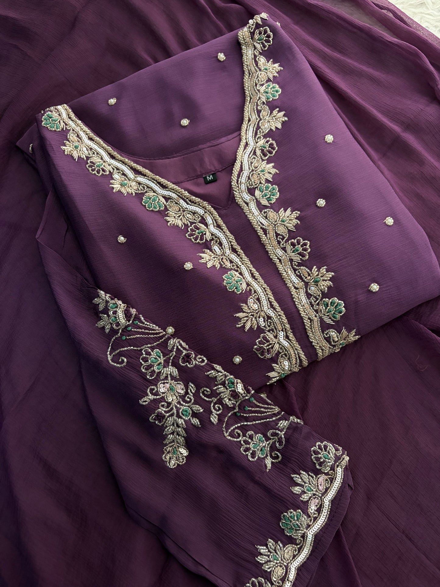 Purple Embroidered Kurta Set with Palazzo Pants & Dupatta | Festive & Party Wear Ethnic Sharara Set