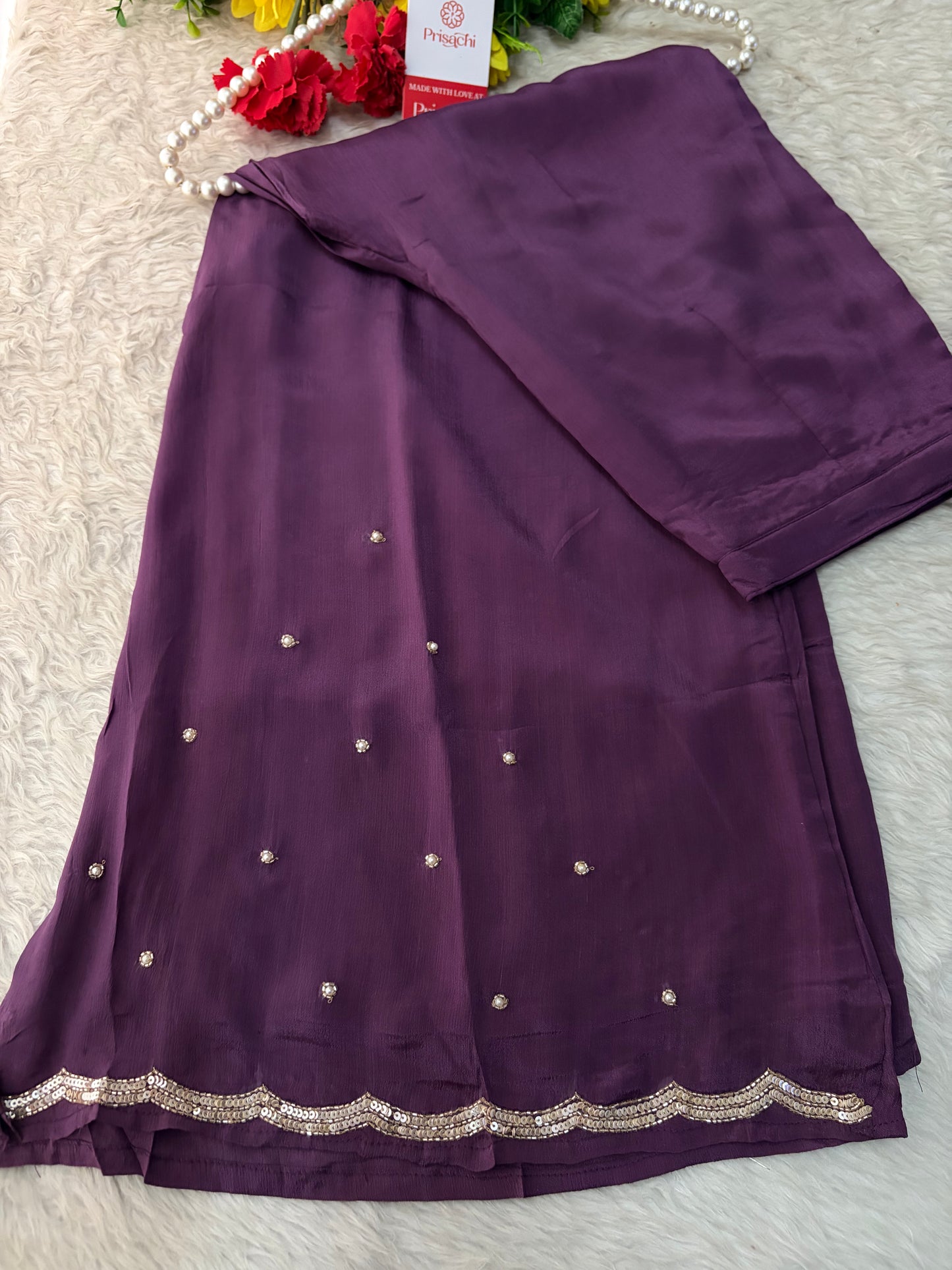 Purple Embroidered Kurta Set with Palazzo Pants & Dupatta | Festive & Party Wear Ethnic Sharara Set