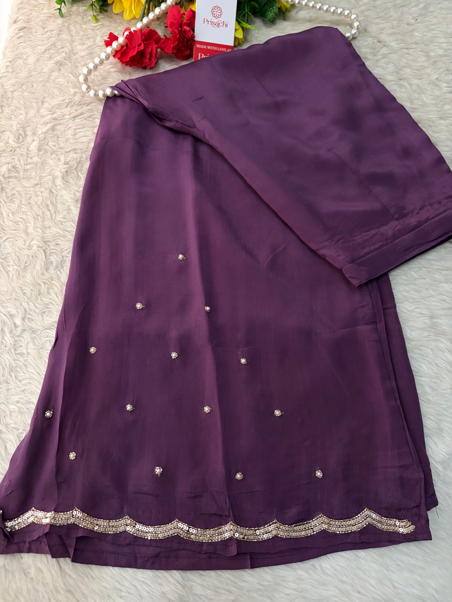 Purple Embroidered Kurta Set with Palazzo Pants & Dupatta | Festive & Party Wear Ethnic Sharara Set