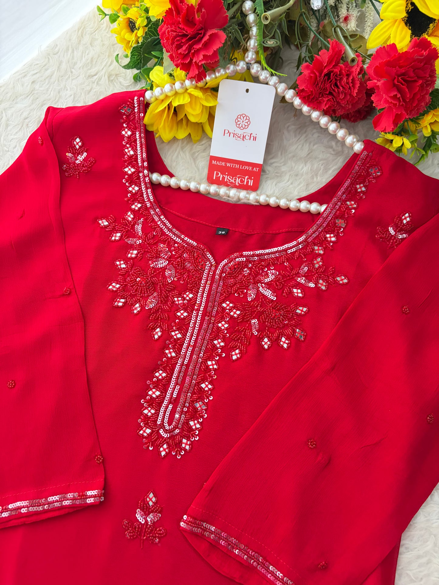 Red Embroidered Kurta Set with Palazzo & Dupatta | Festive and Party Wear Ethnic Sharara Set