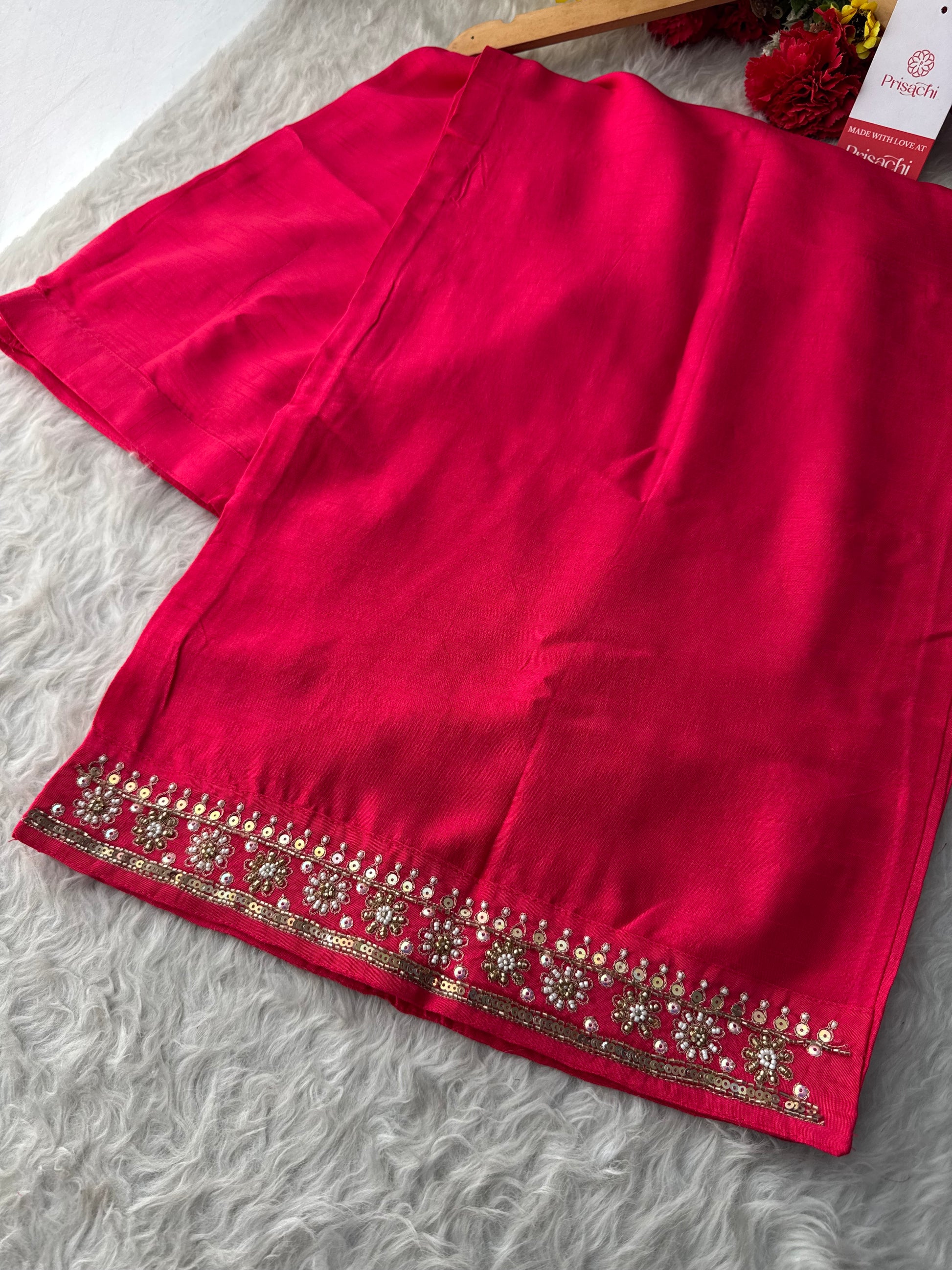 Designer Pink Embroidered Ethnic Kurta Set with Pant & Dupatta - Prisachi Official
