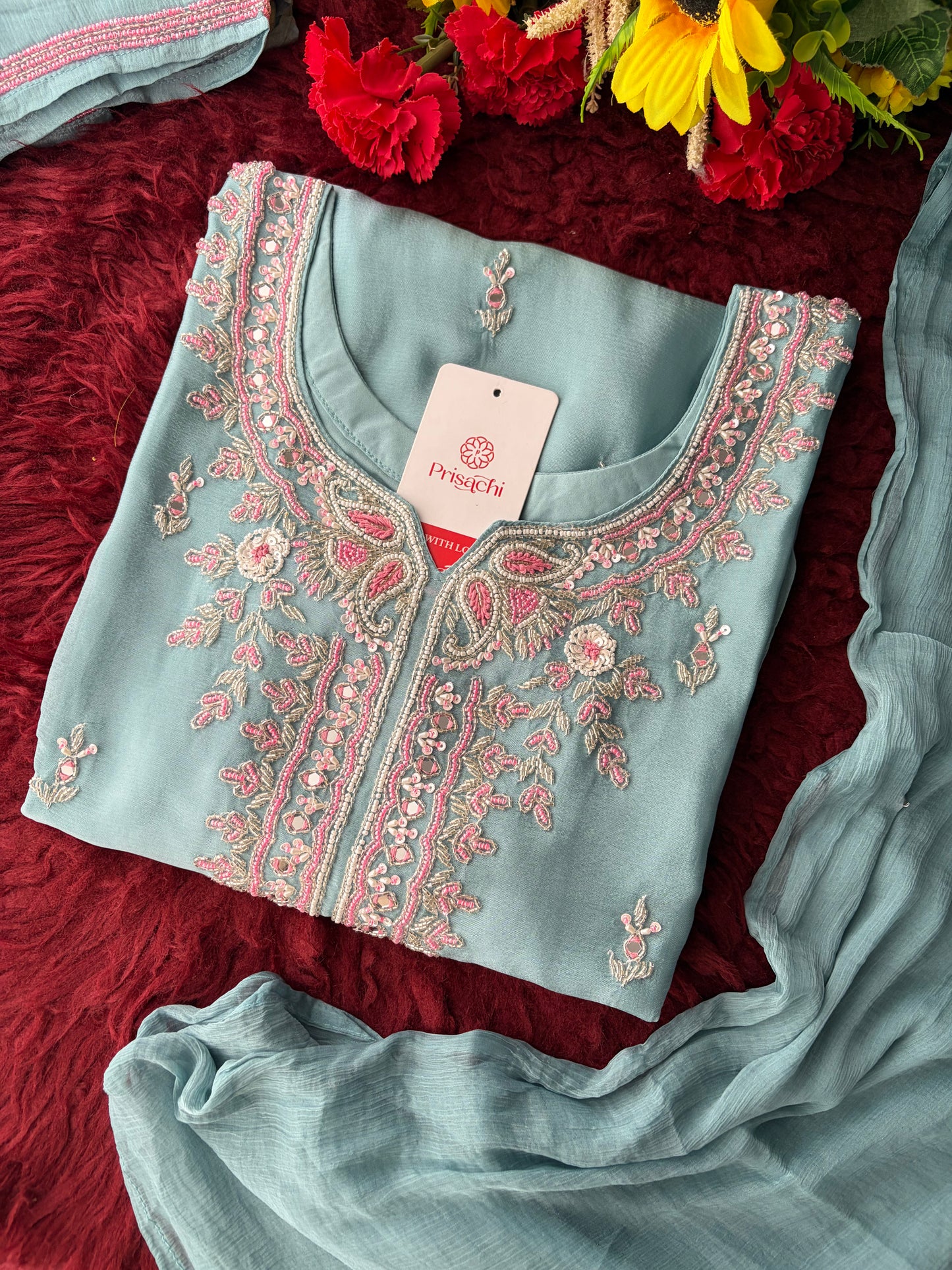 Blue Zardozi Embroidered Sharara Suit Set with Dupatta | Festive & Wedding Ethnic Wear