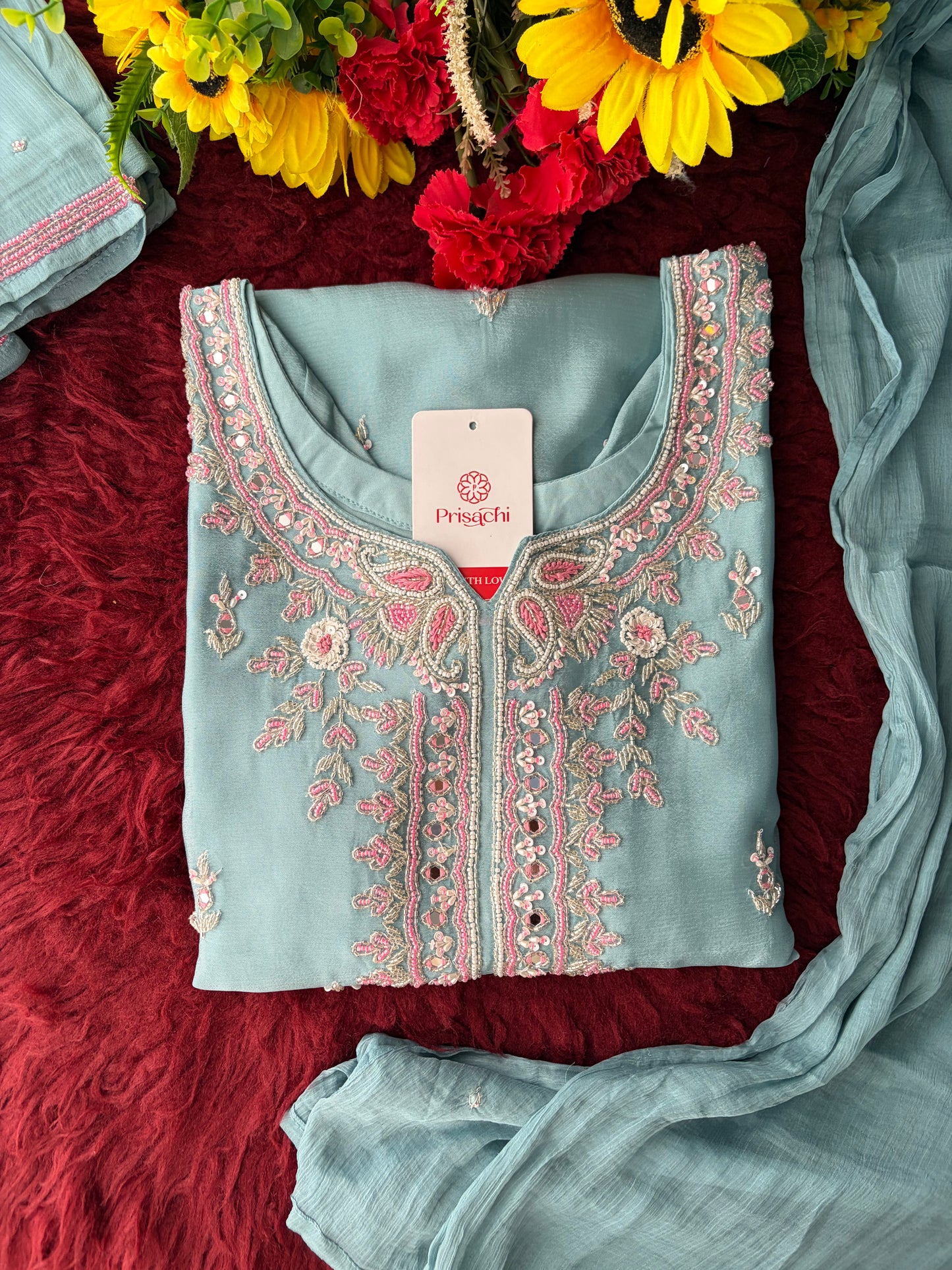 Blue Zardozi Embroidered Sharara Suit Set with Dupatta | Festive & Wedding Ethnic Wear