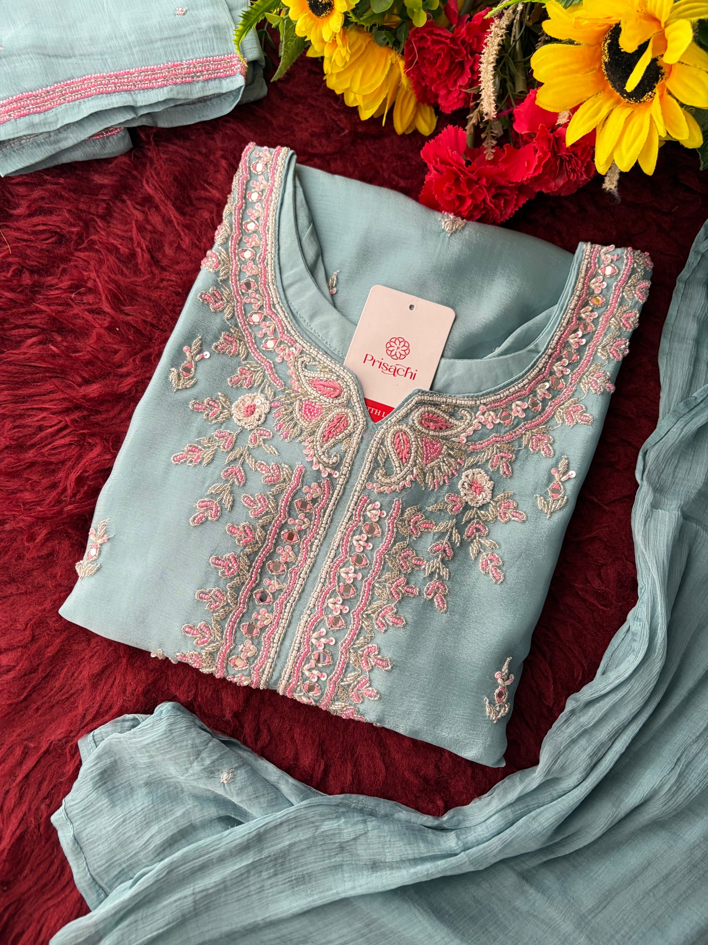 Blue Zardozi Embroidered Sharara Suit Set with Dupatta | Festive & Wedding Ethnic Wear