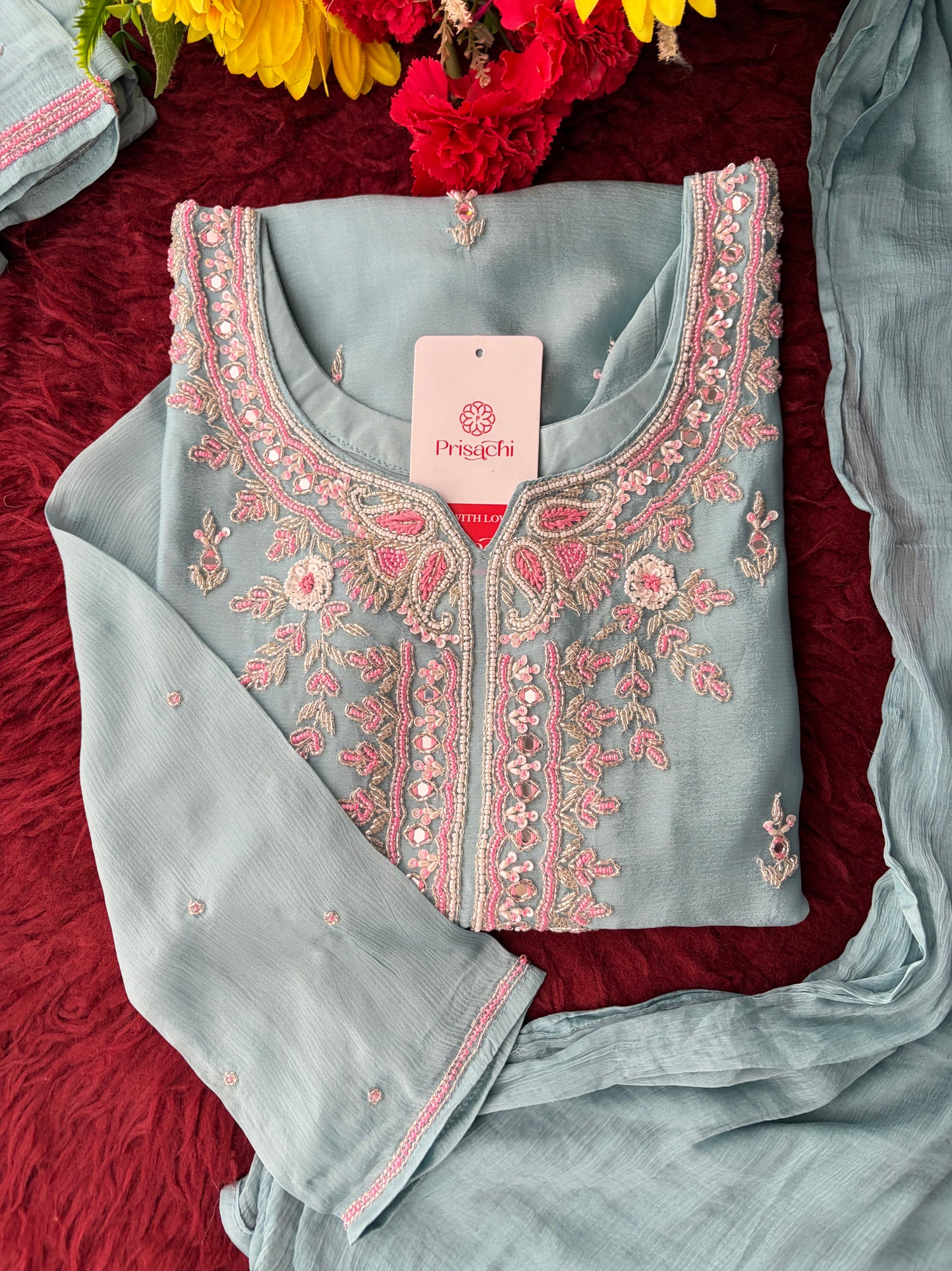 Blue Zardozi Embroidered Sharara Suit Set with Dupatta | Festive & Wedding Ethnic Wear