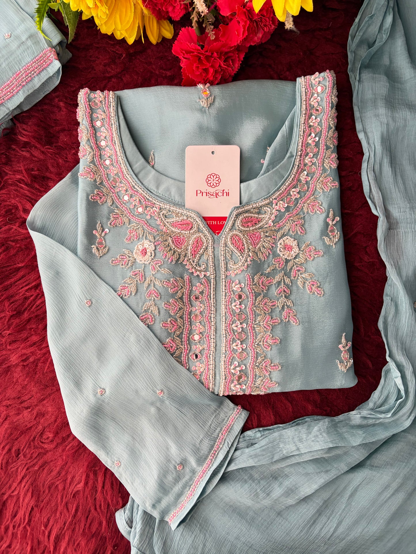 Blue Zardozi Embroidered Sharara Suit Set with Dupatta | Festive & Wedding Ethnic Wear