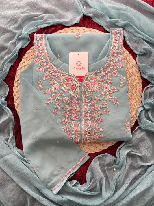 Blue Zardozi Embroidered Sharara Suit Set with Dupatta | Festive & Wedding Ethnic Wear