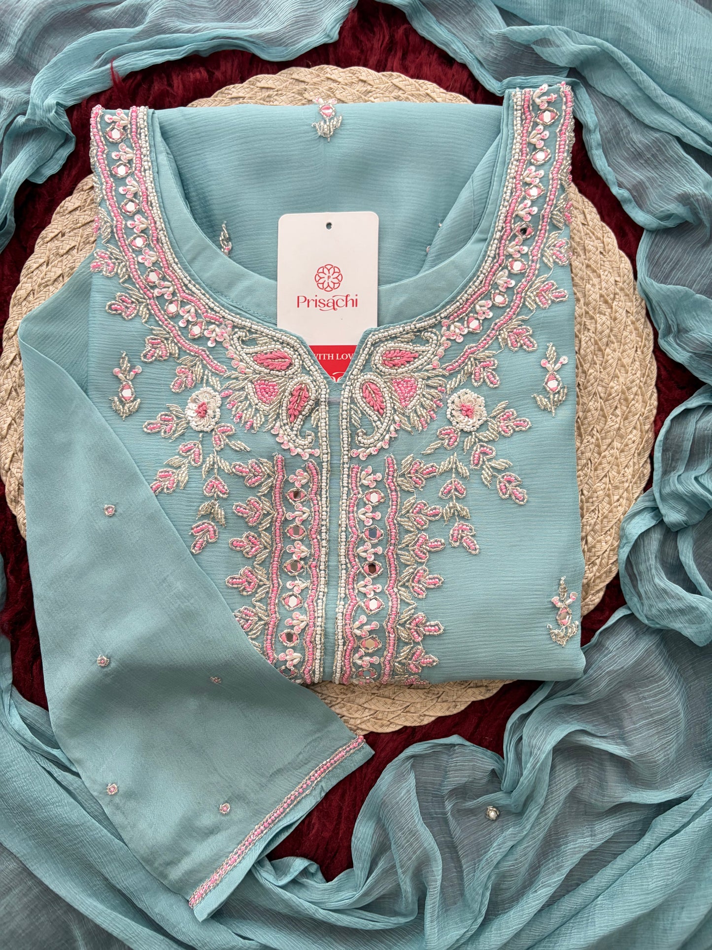 Blue Zardozi Embroidered Sharara Suit Set with Dupatta | Festive & Wedding Ethnic Wear