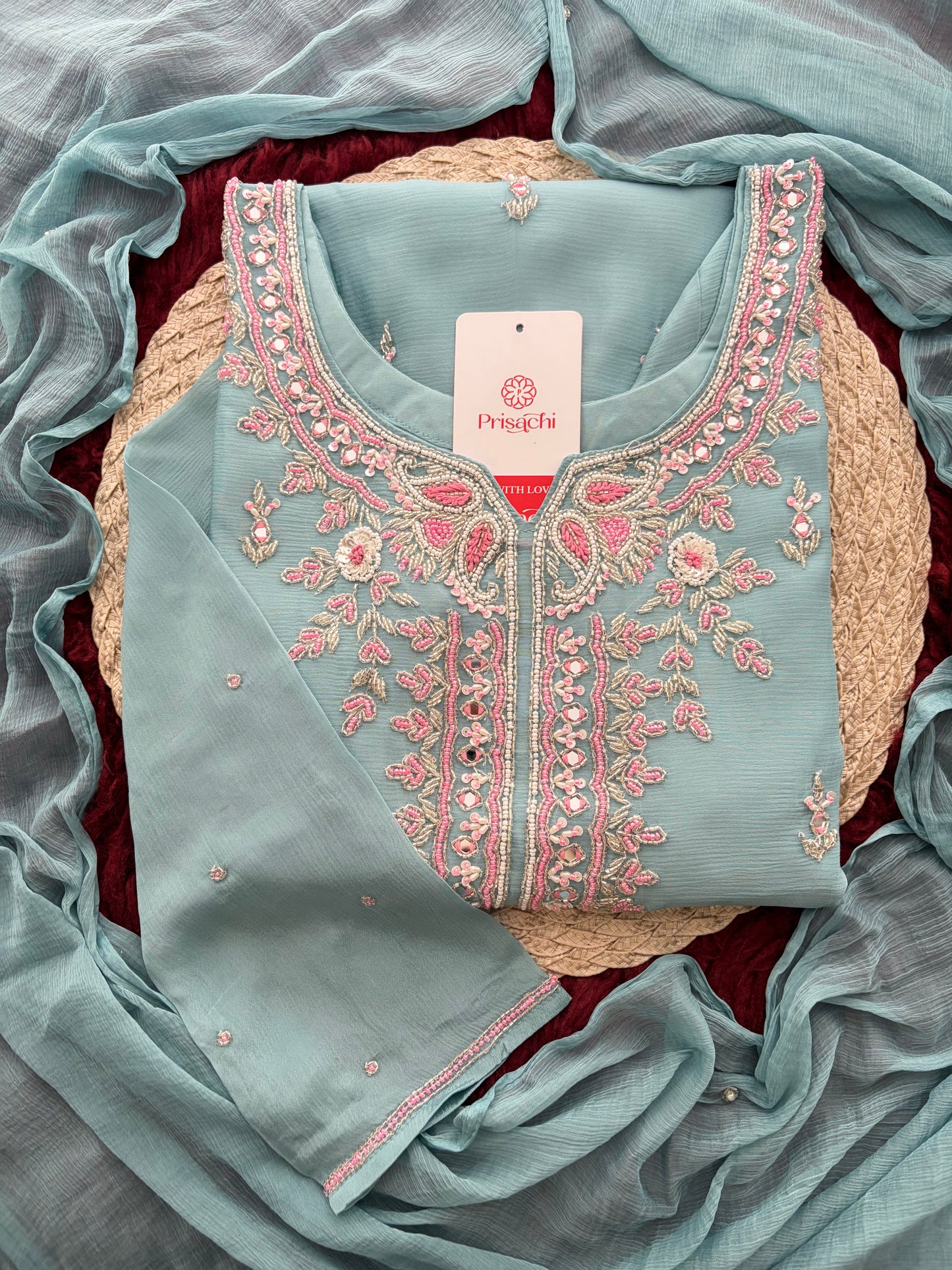Blue Zardozi Embroidered Sharara Suit Set with Dupatta | Festive & Wedding Ethnic Wear