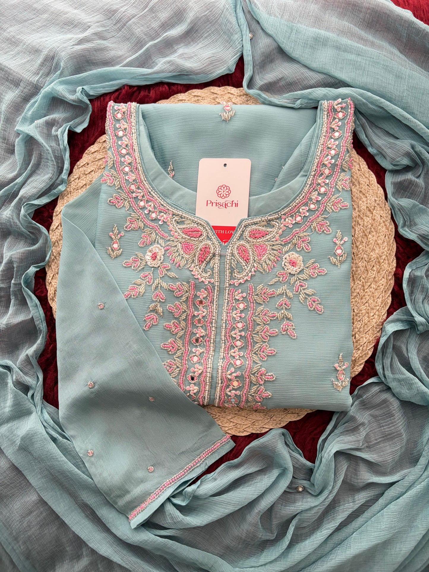 Blue Zardozi Embroidered Sharara Suit Set with Dupatta | Festive & Wedding Ethnic Wear