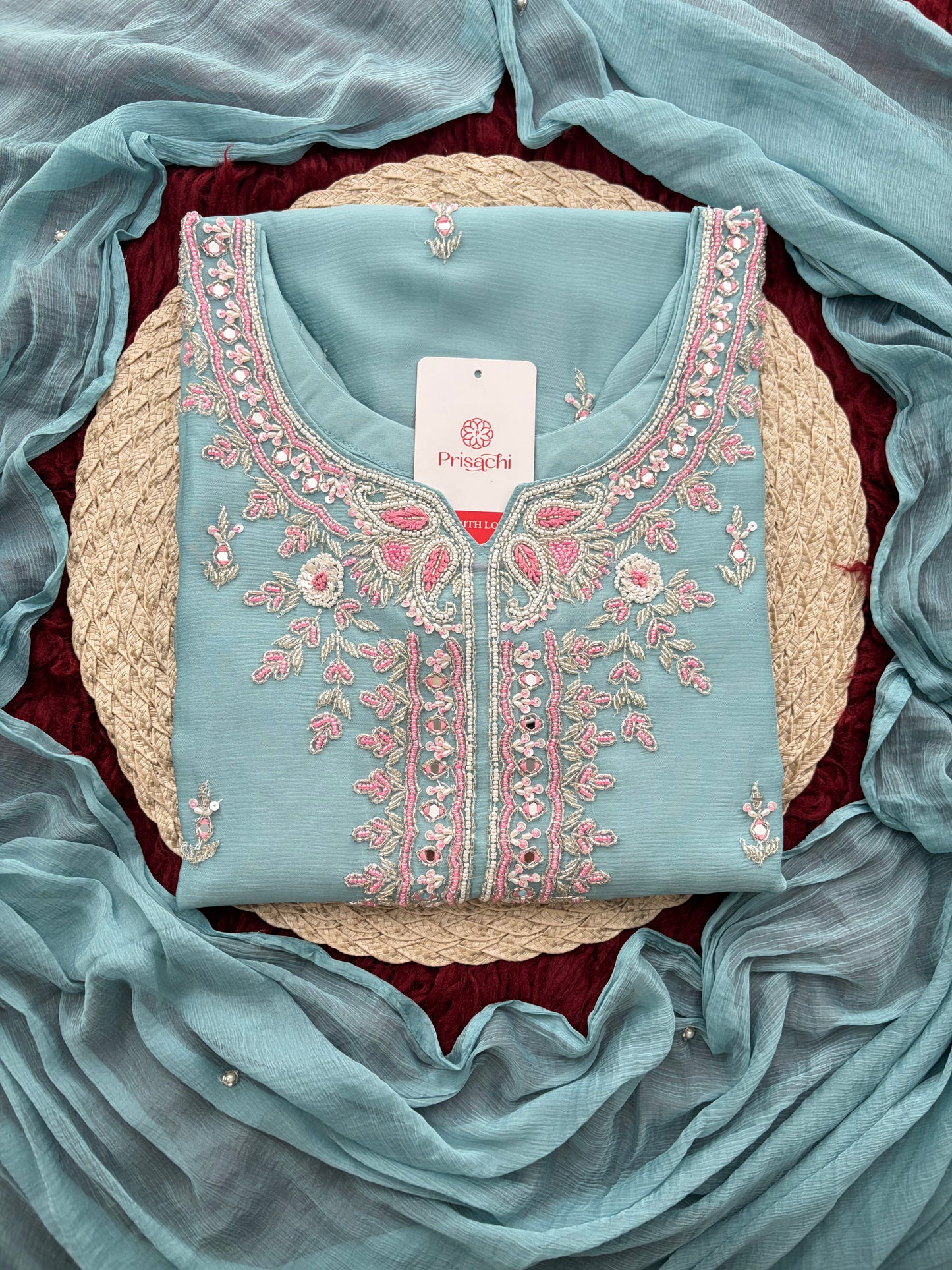 Blue Zardozi Embroidered Sharara Suit Set with Dupatta | Festive & Wedding Ethnic Wear