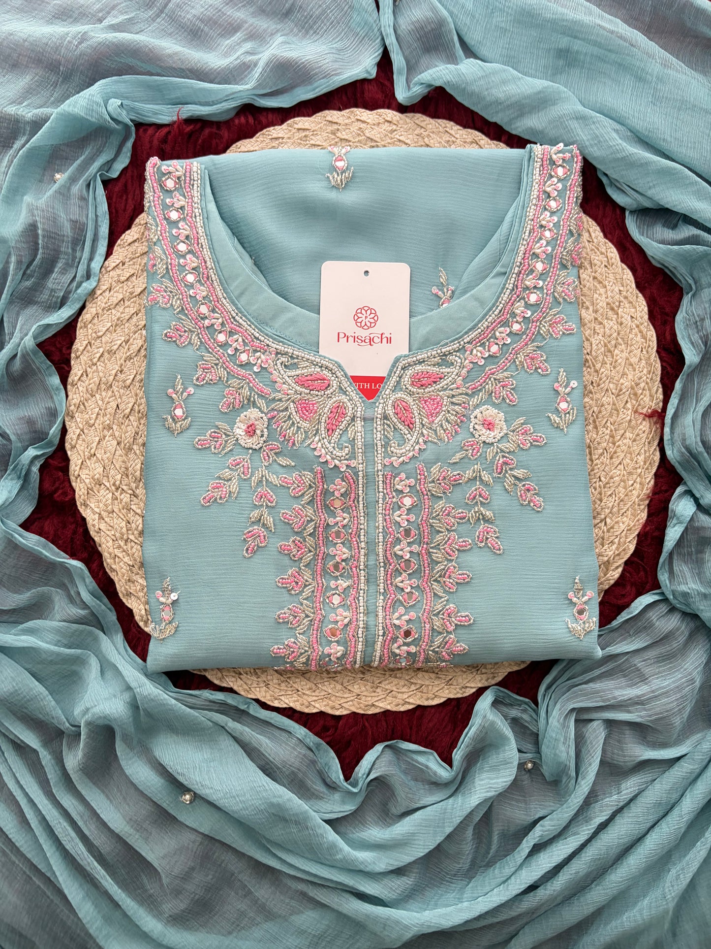 Blue Zardozi Embroidered Sharara Suit Set with Dupatta | Festive & Wedding Ethnic Wear