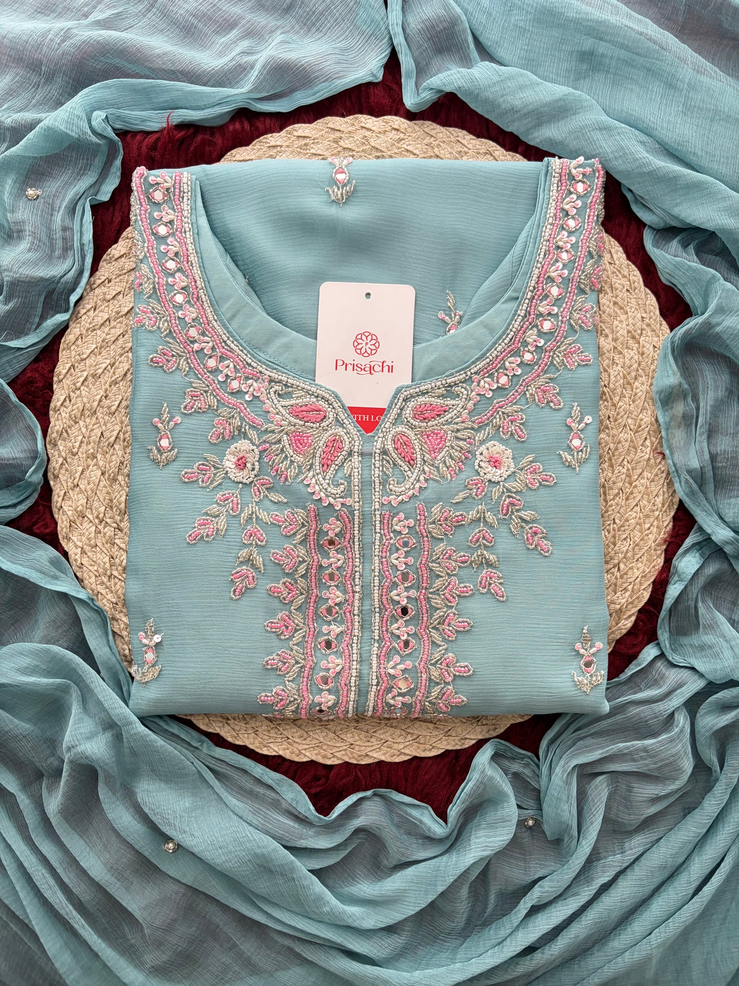 Blue Zardozi Embroidered Sharara Suit Set with Dupatta | Festive & Wedding Ethnic Wear