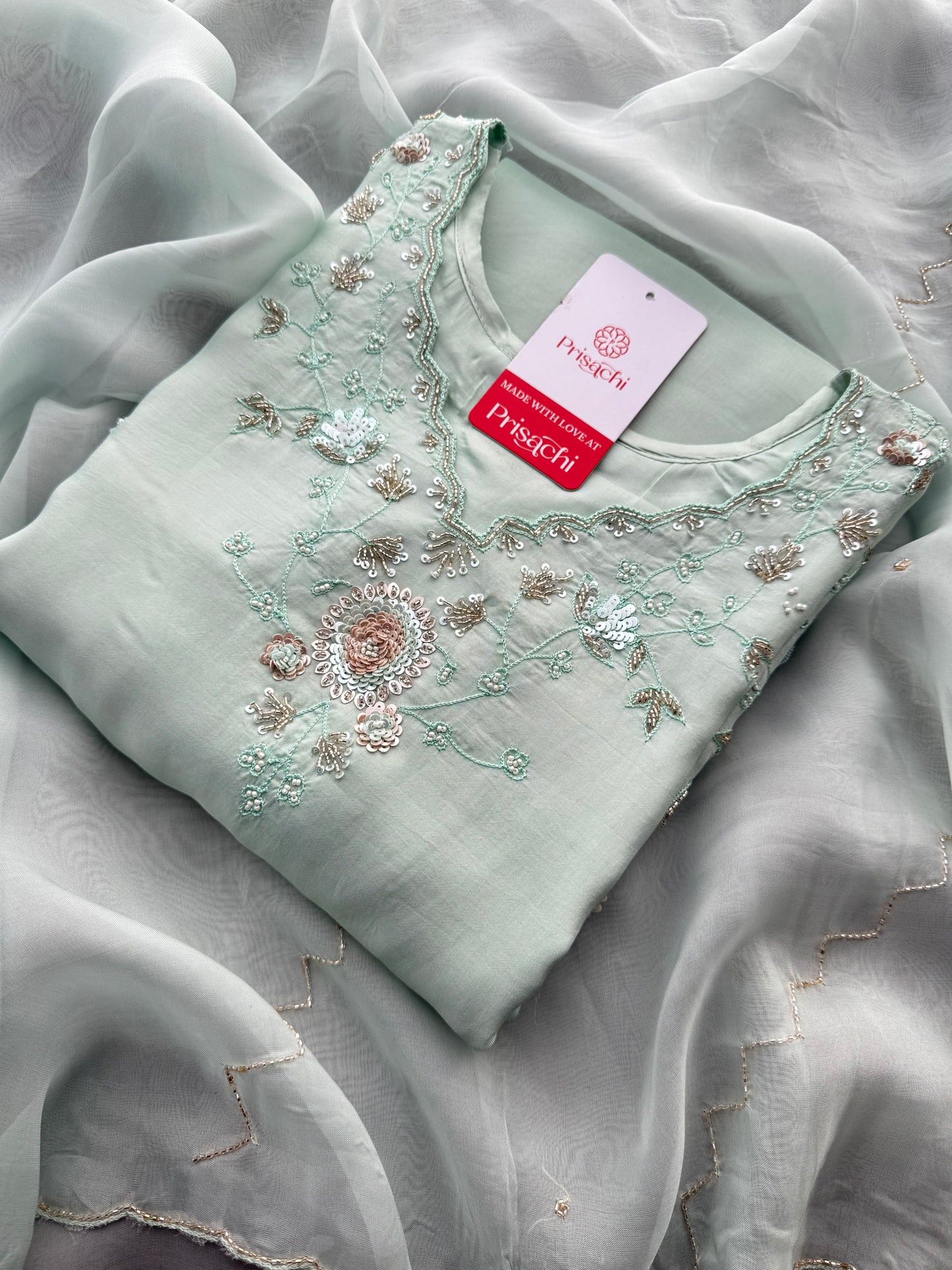 Sky Blue Zardozi Embroidered Sharara Suit Set with Dupatta | Festive & Wedding Ethnic Wear - Prisachi Official