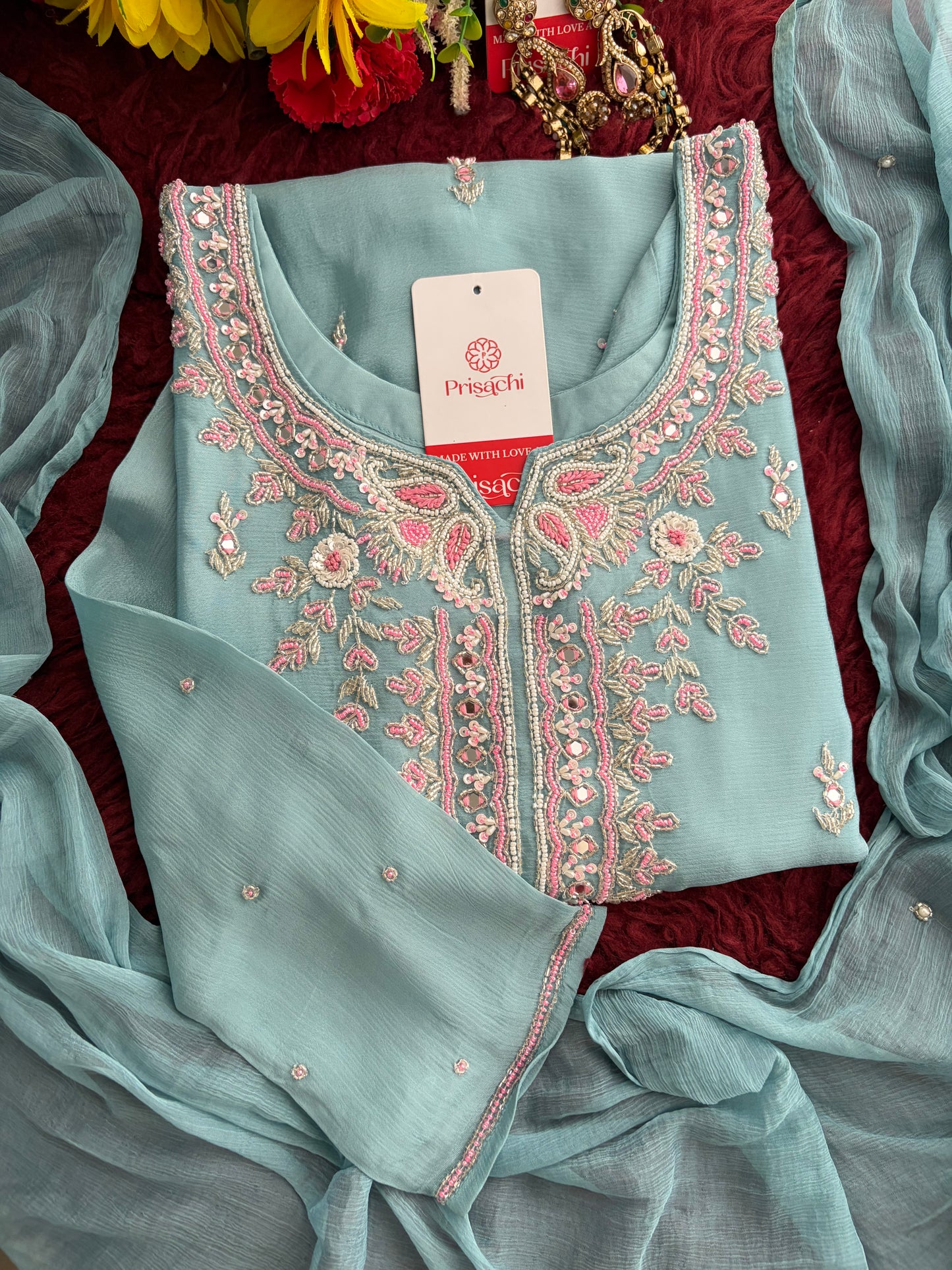 Blue Zardozi Embroidered Sharara Suit Set with Dupatta | Festive & Wedding Ethnic Wear