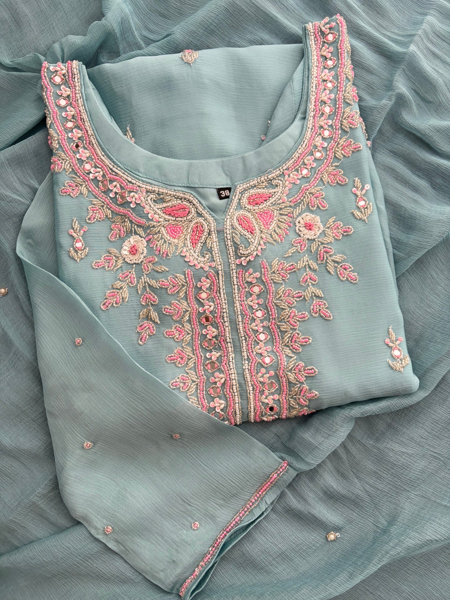 Blue Zardozi Embroidered Sharara Suit Set with Dupatta | Festive & Wedding Ethnic Wear