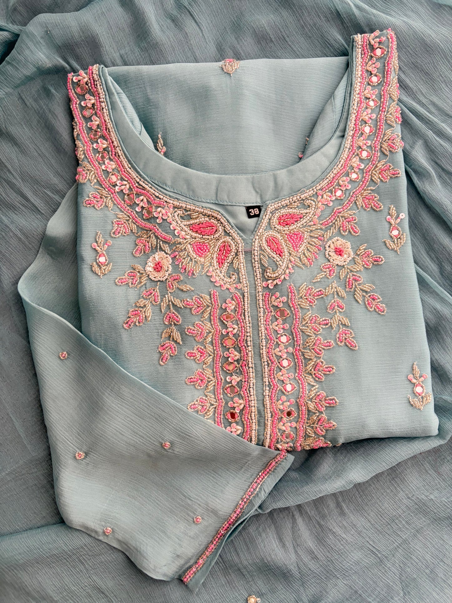 Blue Zardozi Embroidered Sharara Suit Set with Dupatta | Festive & Wedding Ethnic Wear