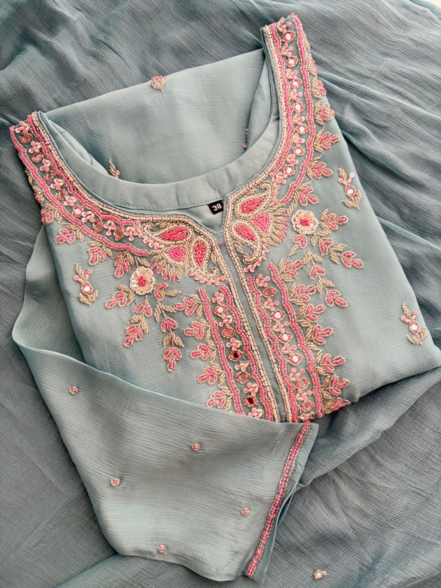 Blue Zardozi Embroidered Sharara Suit Set with Dupatta | Festive & Wedding Ethnic Wear