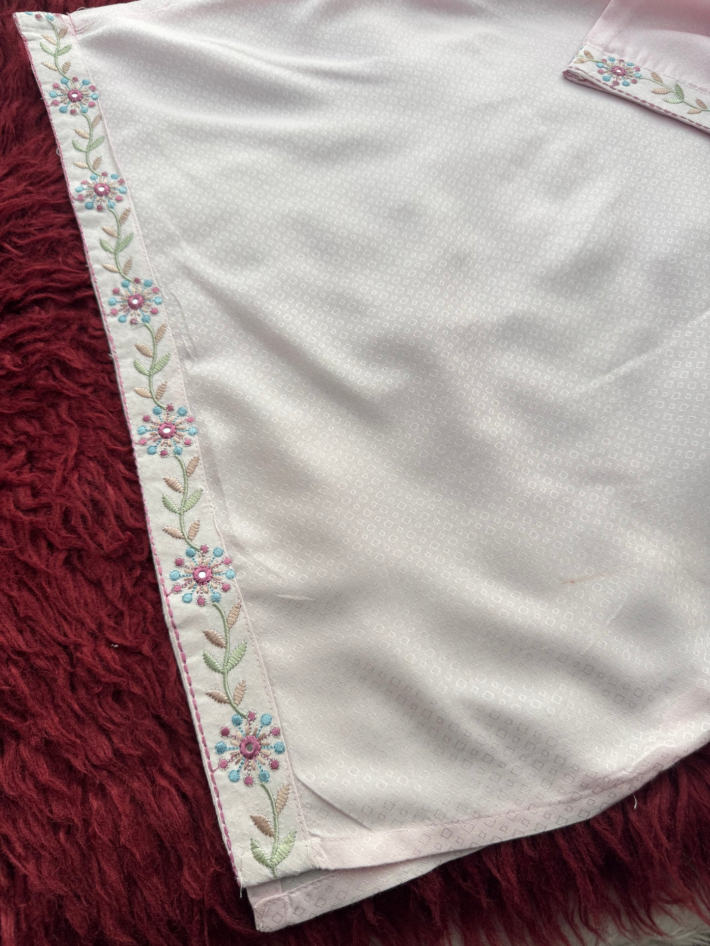 Baby Pink Short Straight Embroidered Kurti for Women | Casual Office Wear Ethnic - Prisachi Official