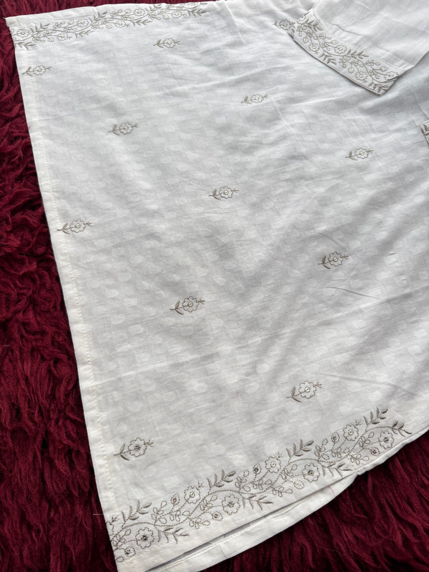 Elegant White Short Straight Embroidered Kurti for Women | Casual Office Wear Ethnic - Prisachi Official