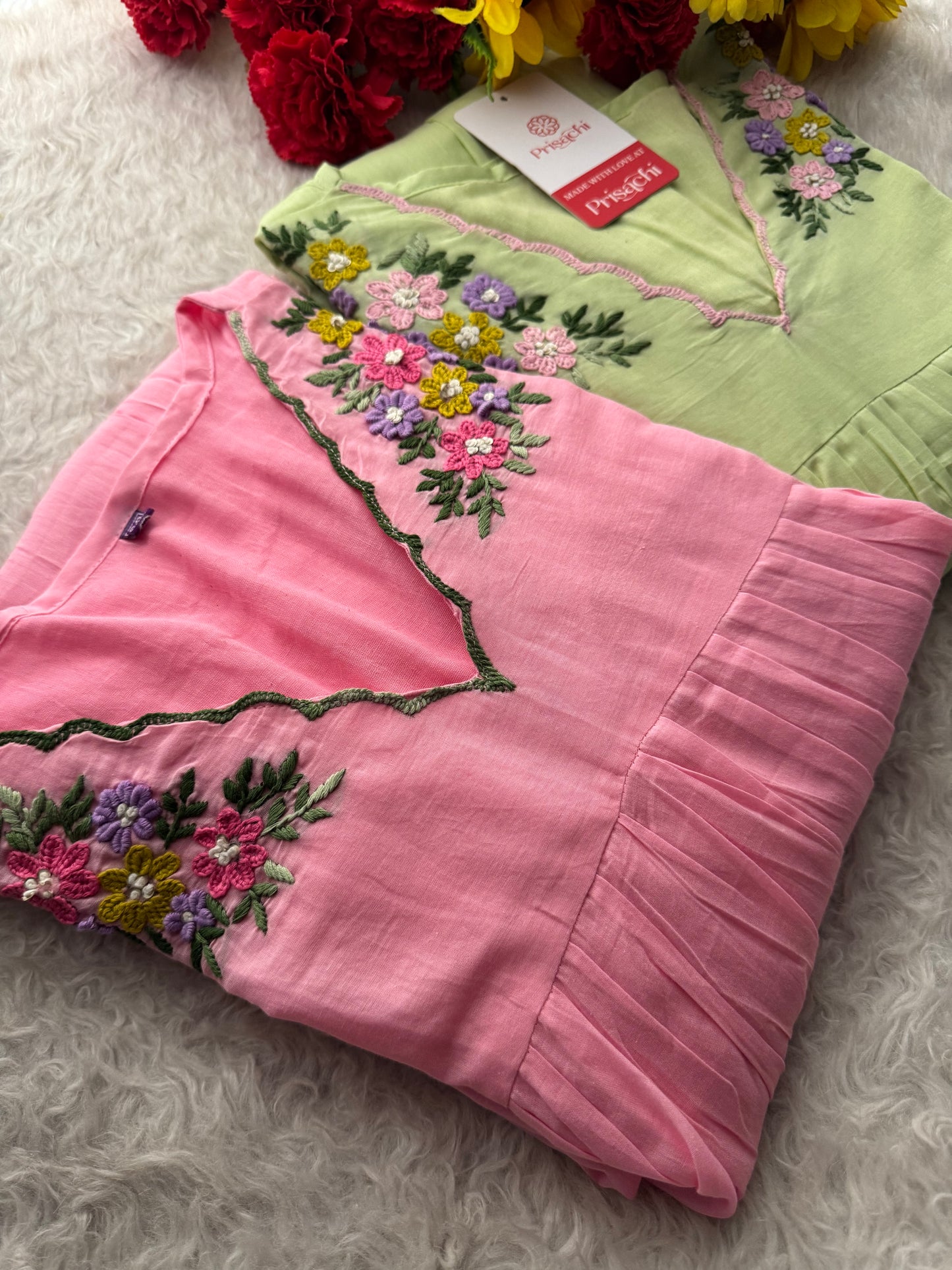 Women Thread Embroidered A-Line Kurti Pant Co-ord Set | Ethnic Office & Daily Wear