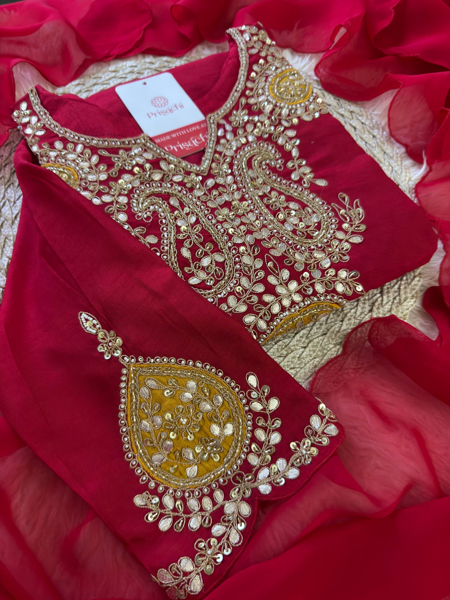 Prisachi Designer Embroidered kurta pant with dupatta