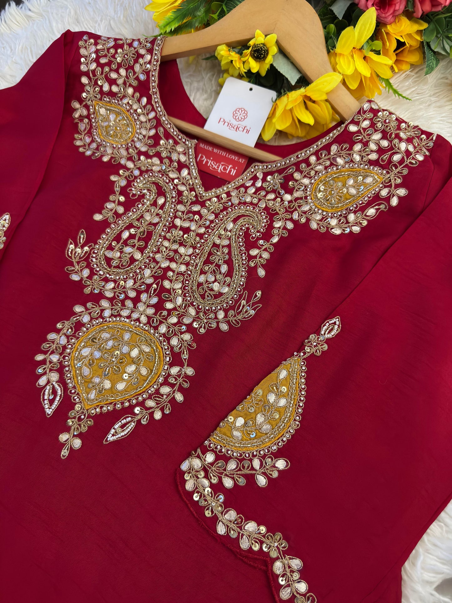 Prisachi Designer Embroidered kurta pant with dupatta