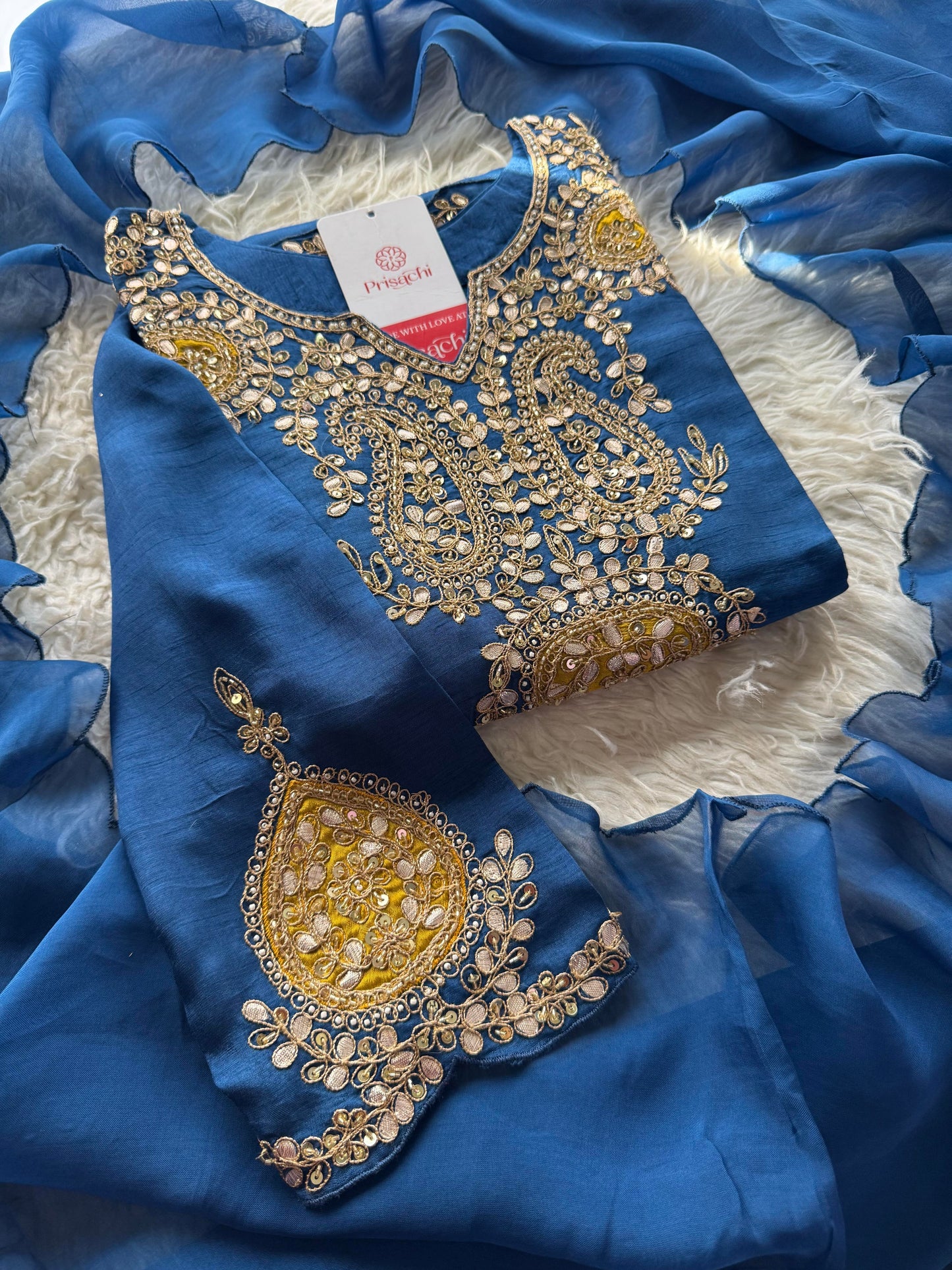 Prisachi Designer Embroidered kurta pant with dupatta