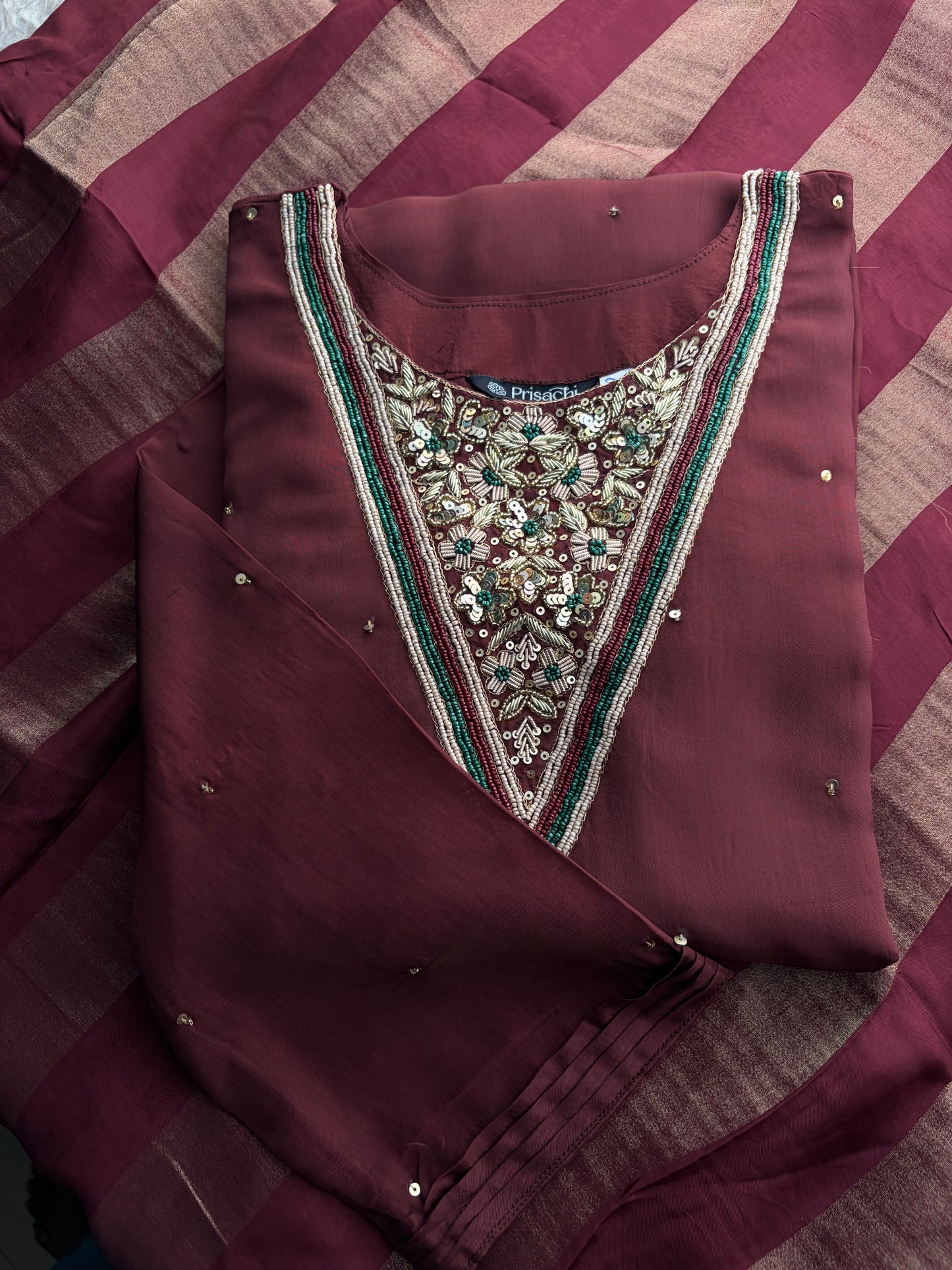 Brown Embroidered Kurta Set with Palazzo Pants & Dupatta | Festive & Party Wear Ethnic Sharara Set