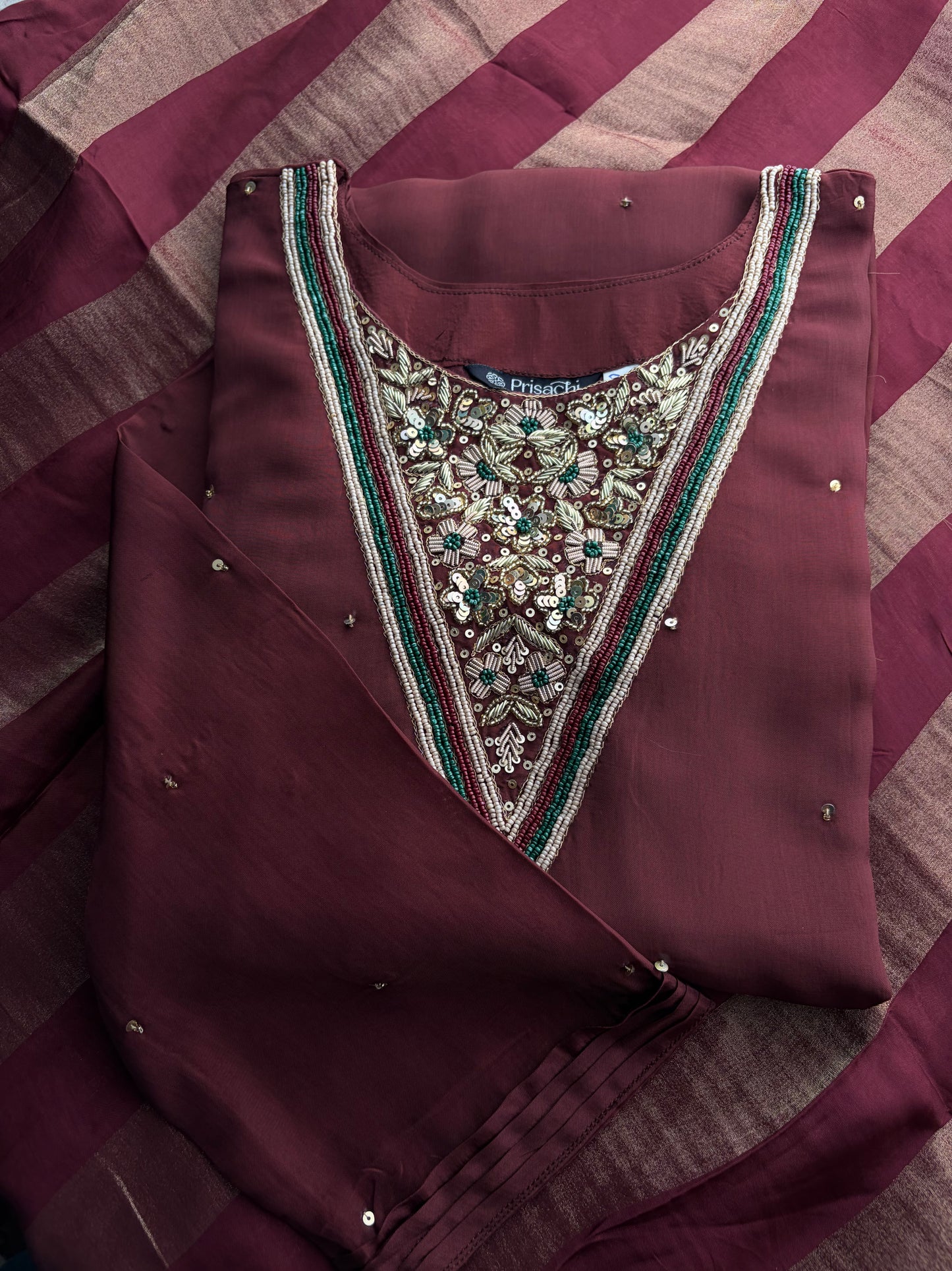 Brown Embroidered Kurta Set with Palazzo Pants & Dupatta | Festive & Party Wear Ethnic Sharara Set