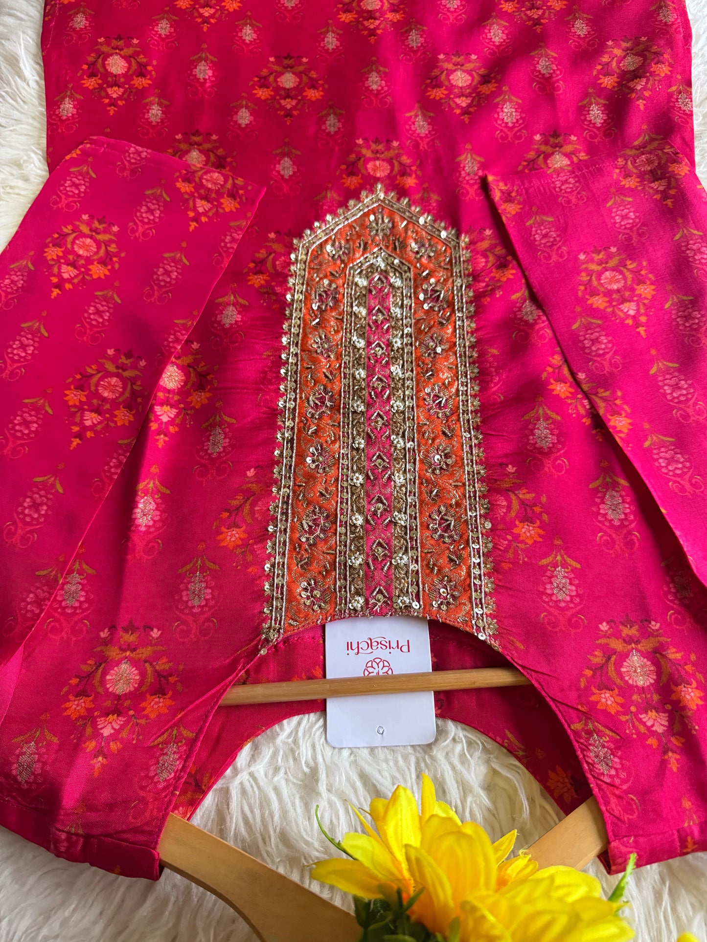 Pink Designer Embroidered Kurta Set with Dupatta & Pant for Women