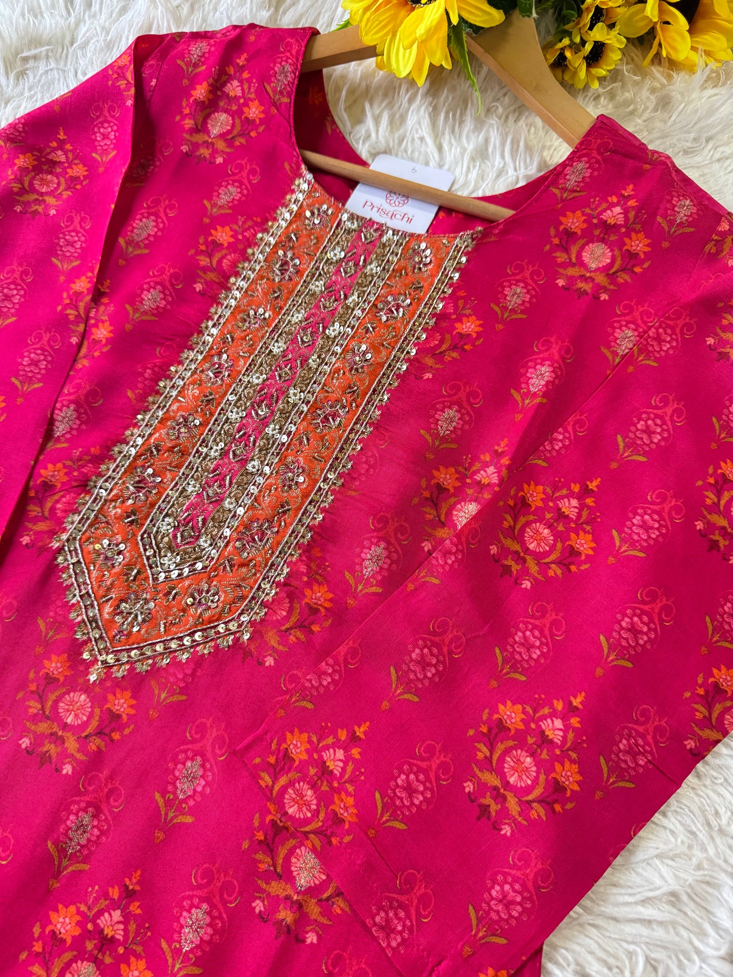 Pink Designer Embroidered Kurta Set with Dupatta & Pant for Women