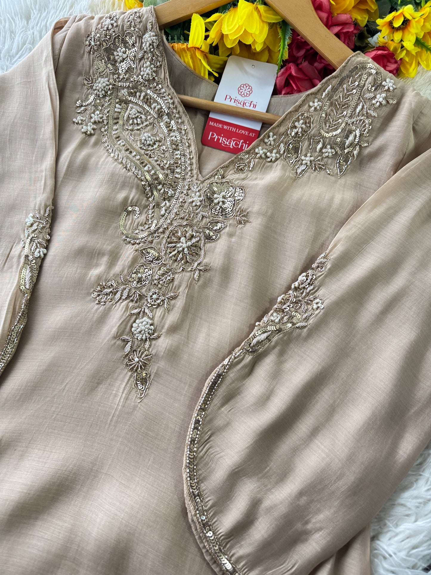 Prisachi Designer Embroidered kurta set with pant with dupatta