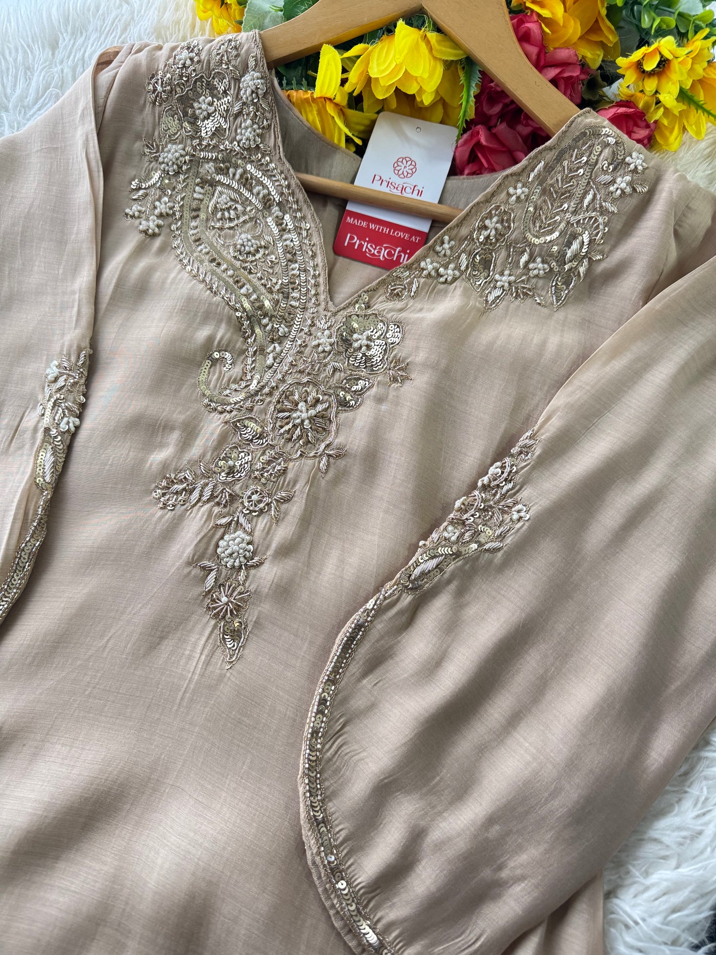 Prisachi Designer Embroidered kurta set with pant with dupatta