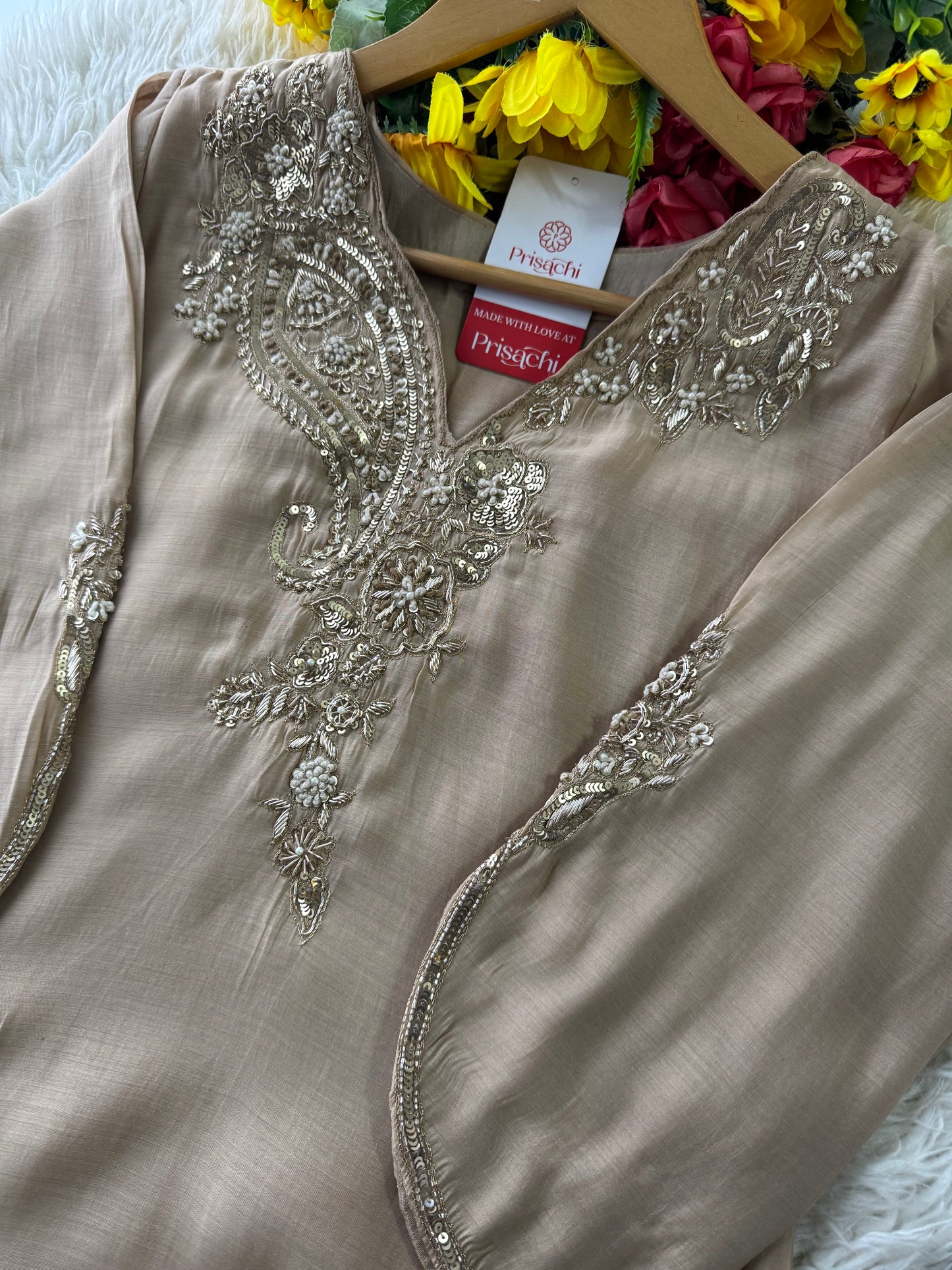 Prisachi Designer Embroidered kurta set with pant with dupatta