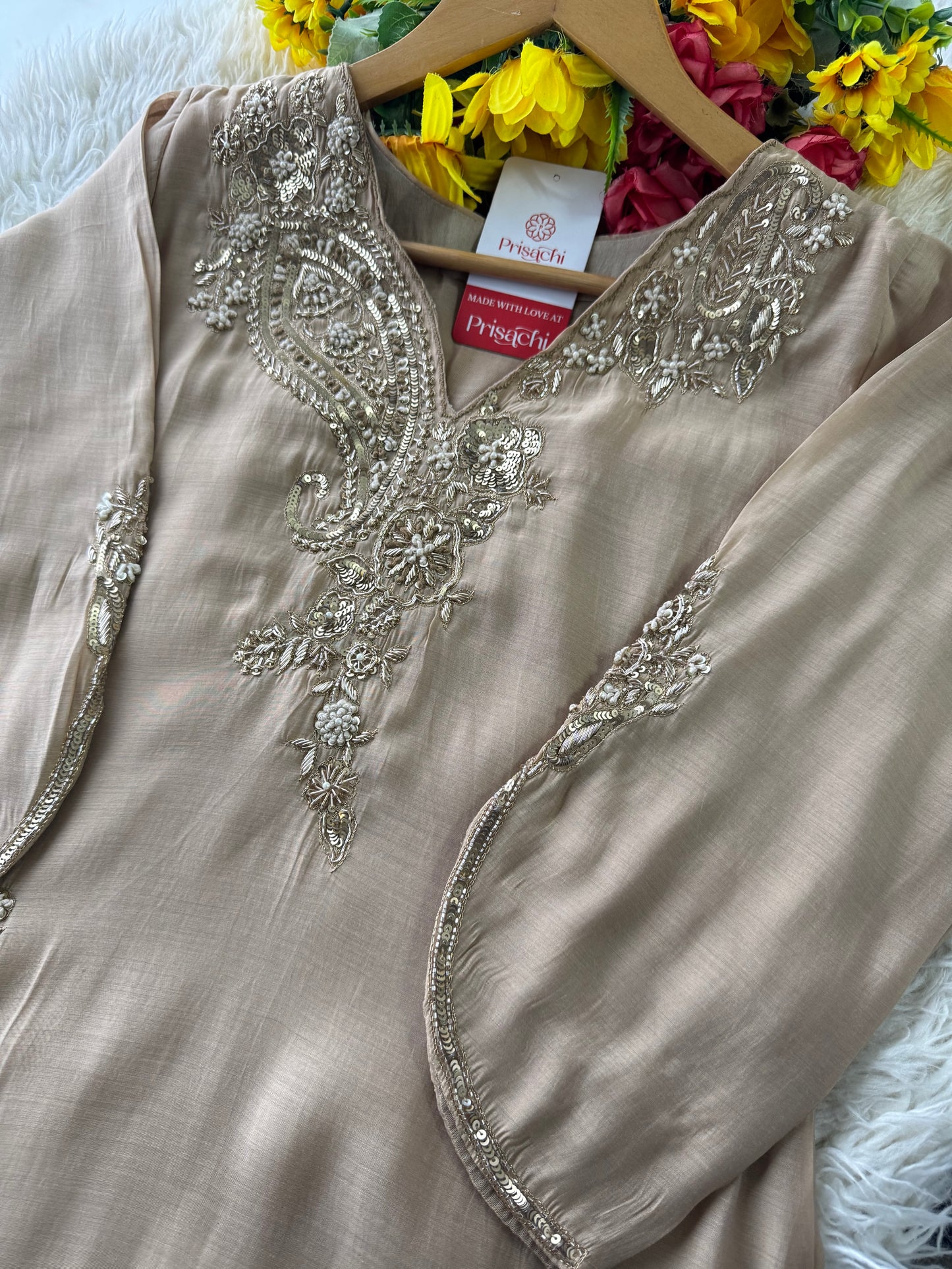 Prisachi Designer Embroidered kurta set with pant with dupatta