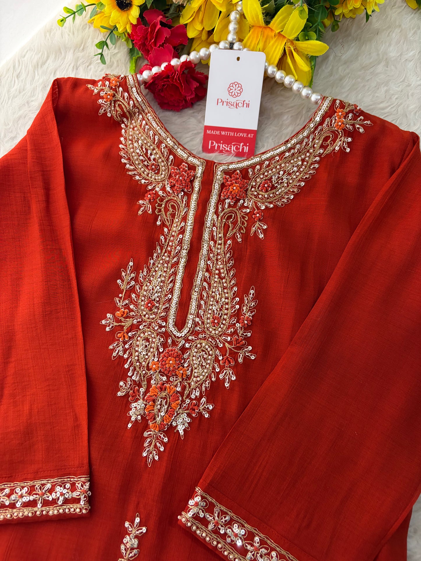 Designer Embroidered Ethnic Kurta Set for Women with Pants & Dupatta | Festive Traditional Wear